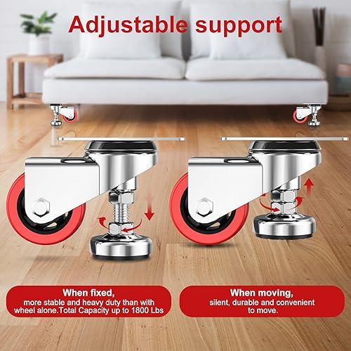 Miniatura 4 de Ruedas giratorias de placa de nivelación de 3 pulgadas con almohadilla de nivelación ajustable antivibración, ruedas giratorias resistentes para