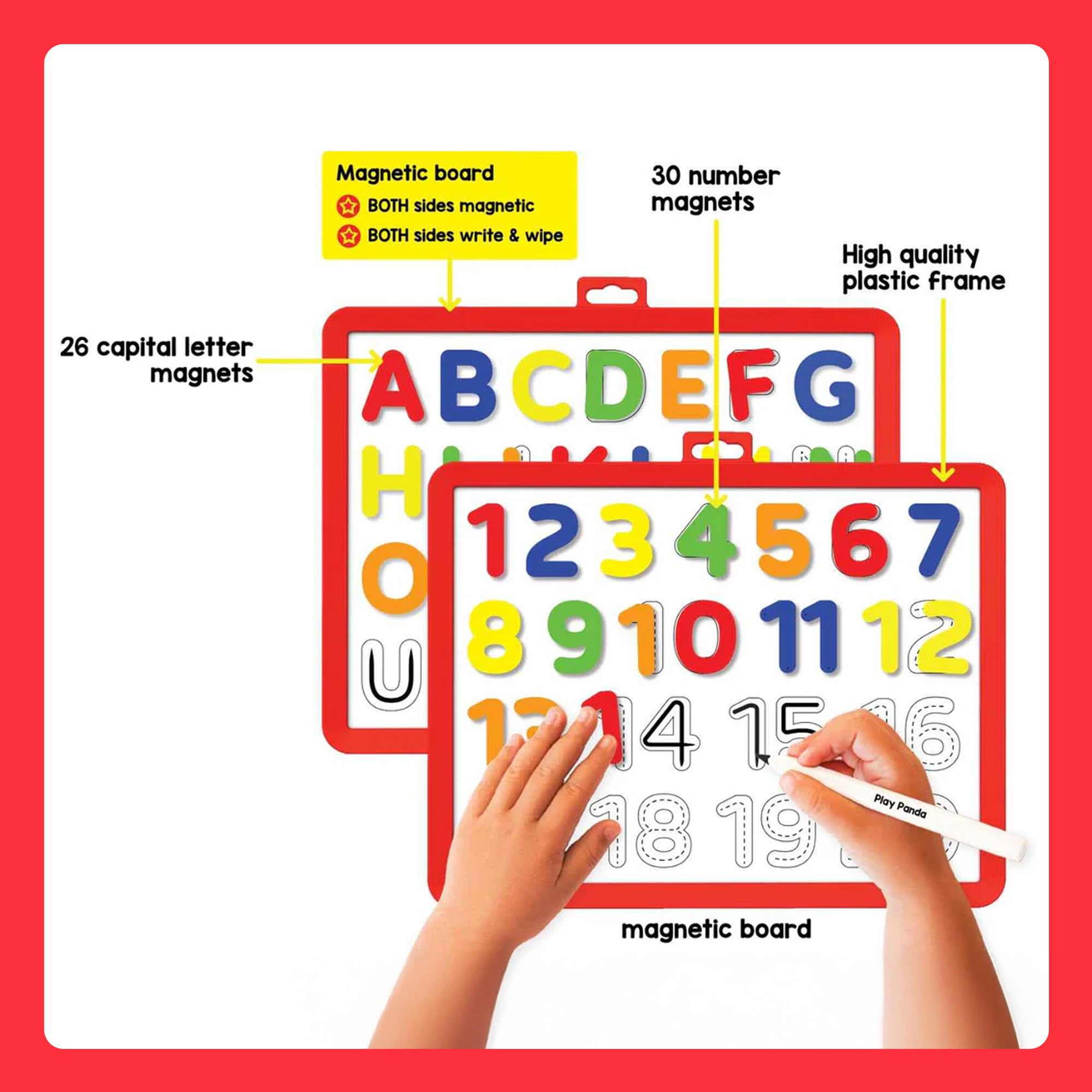 Play Panda Learn to Write Magnetic Board with Letters & Numbers for 3+ yrs Kids 1