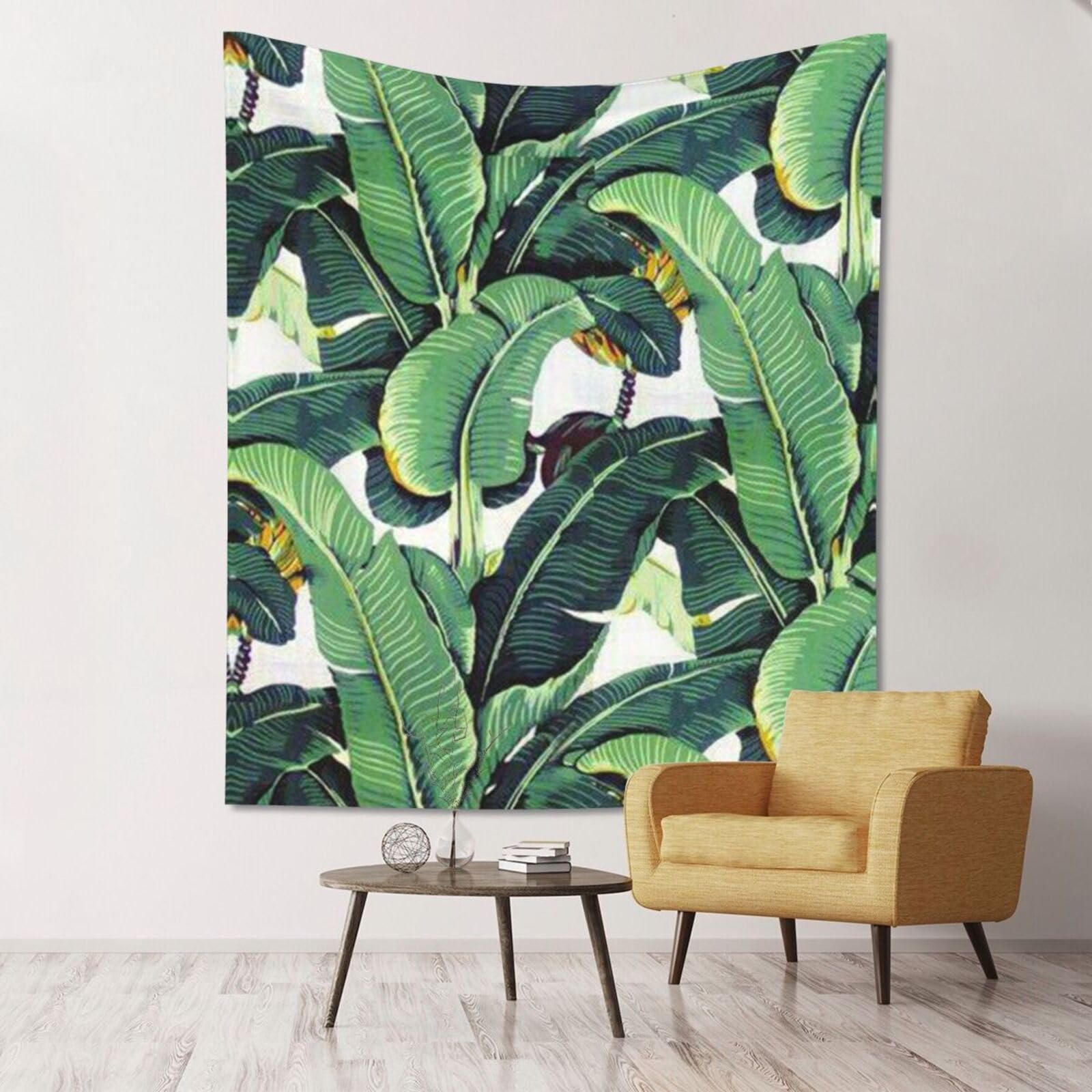 WKSGDSG Large Wall Hanging, Machine Washable Tapestry For Dorm Room, Tropical Banana Palm Leaves, Lightweight Polyester Wall Art For Bedroom Living Room, 152x130cm