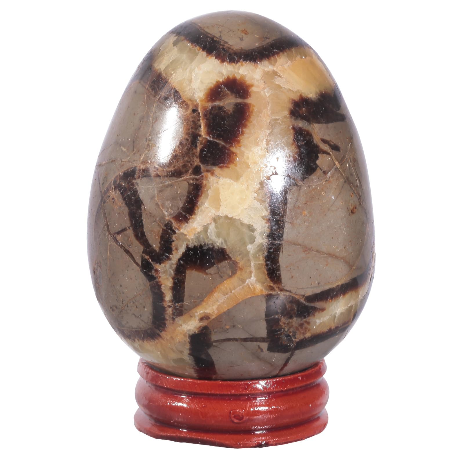 Nupuyai Natural Septarian Dragon Stone Egg with Wooden Stand