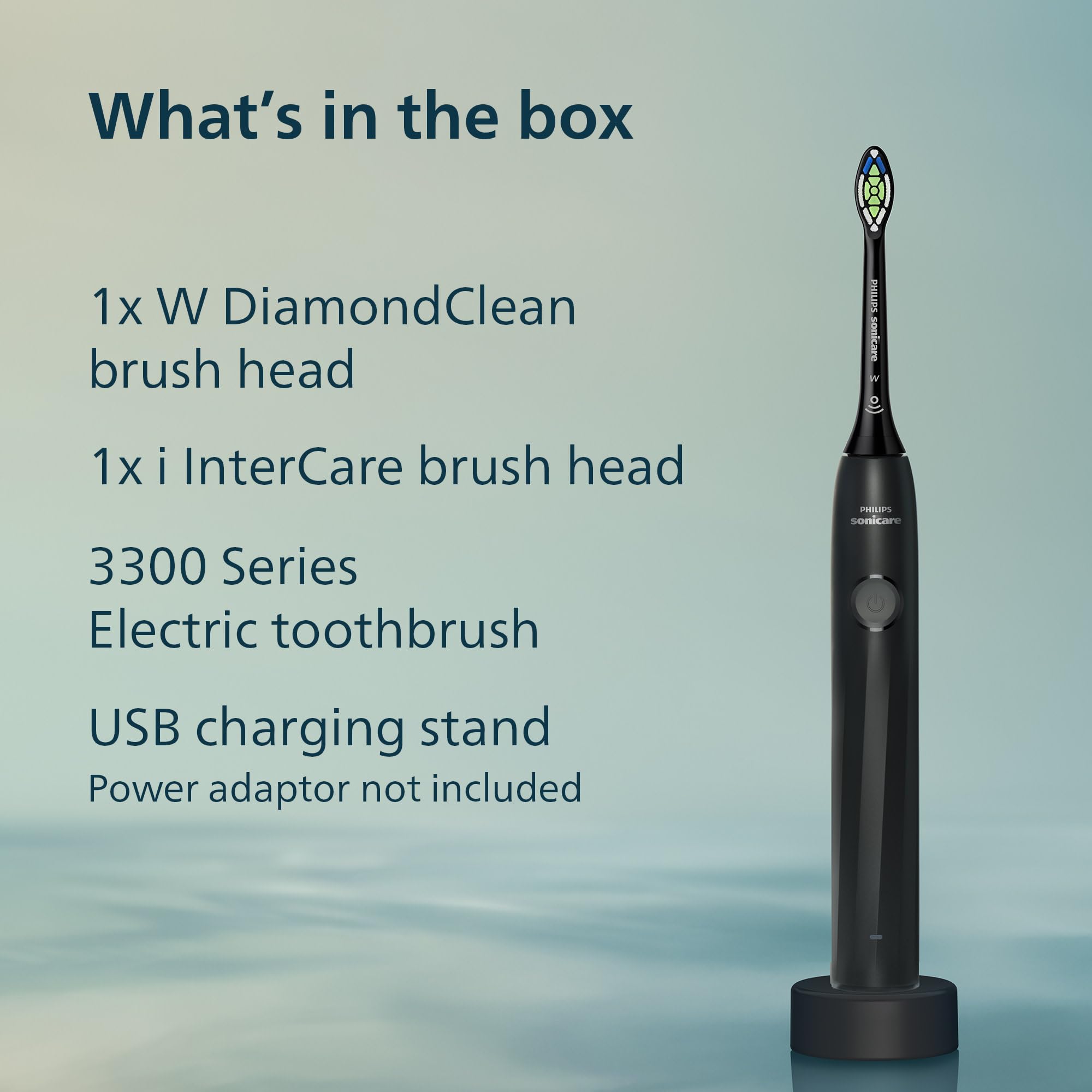Philips Sonicare Spazzolino elettrico serie 3300 - Spazzolino sonico con 2 livelli di intensità, funzione EasyStart, SmarTimer e QuadPacer, autonomia di 14 giorni, nero, modello HX4022/92
