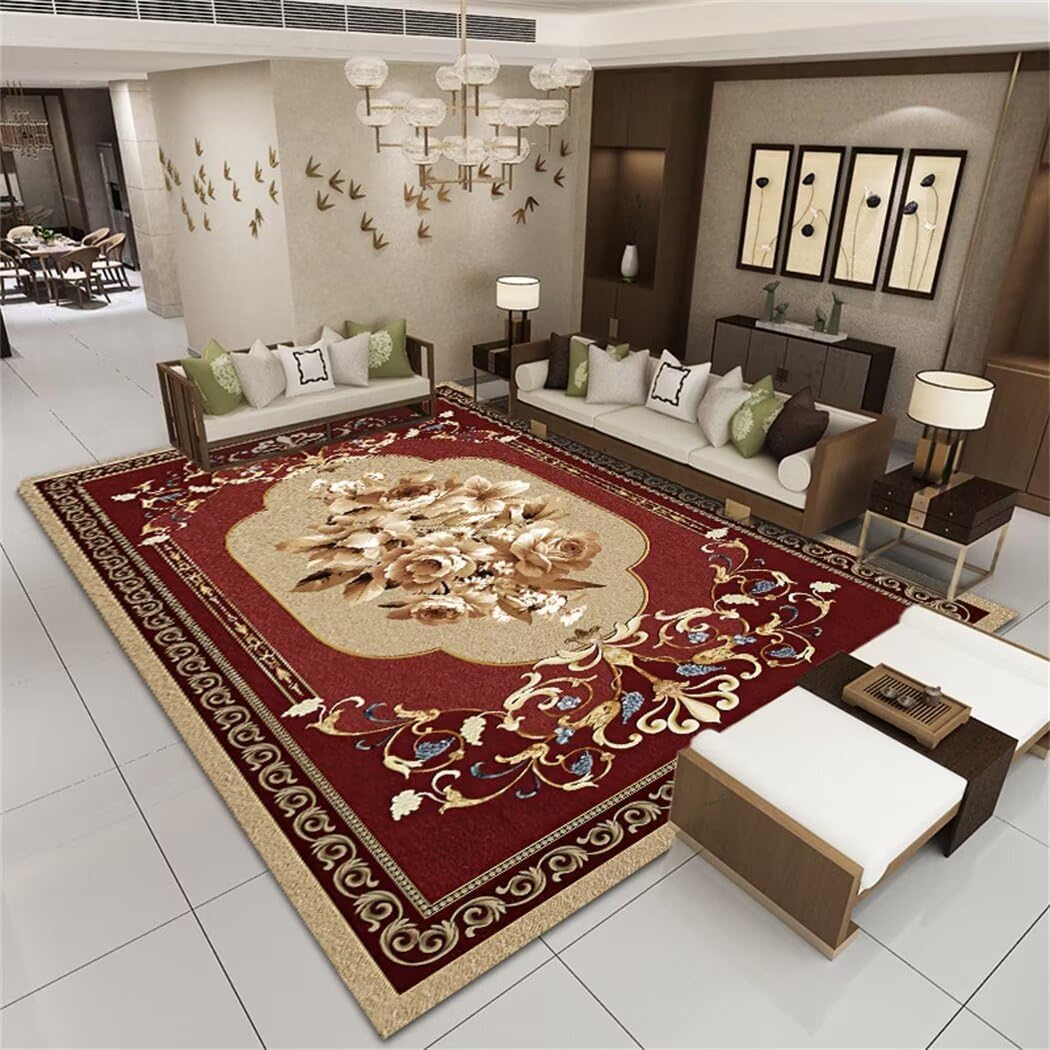 Tapis antidérapant de couloir rouge 90x120cm lavable et résistant pour pièces de passage