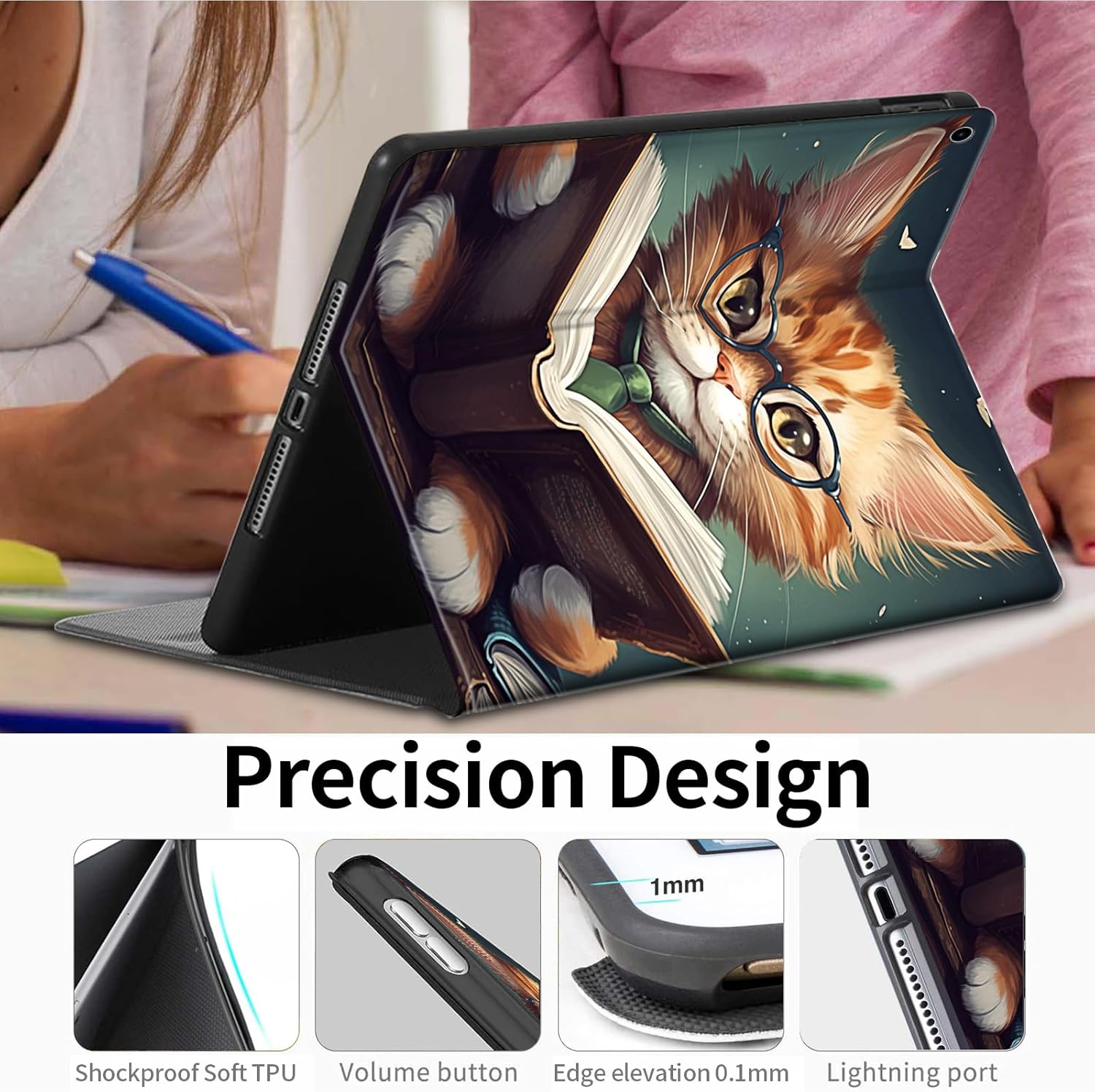 Case for All-New Amazon Fire HD 8 & 8 Plus Tablet (12th Generation/10th Generation, 2024/2022/2020) 8",PU Leather Slim Standing Smart Cover Case with Auto Sleep/Wake,Reading Cat