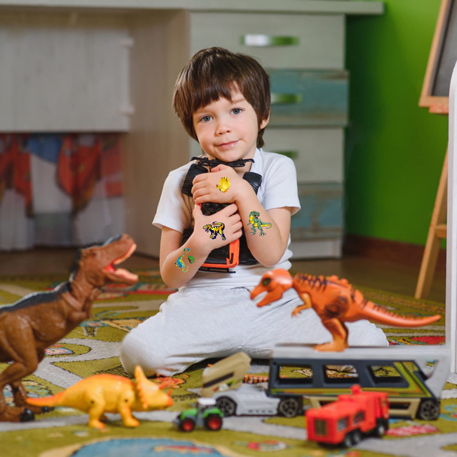 Papierdrachen 100 tatuaggi per bambini particolarmente delicati sulla pelle – Tatuaggi Mondo dei Dinos – per bambini – come regalo – 100% vegano, testati e realizzati in Germania – Set 27