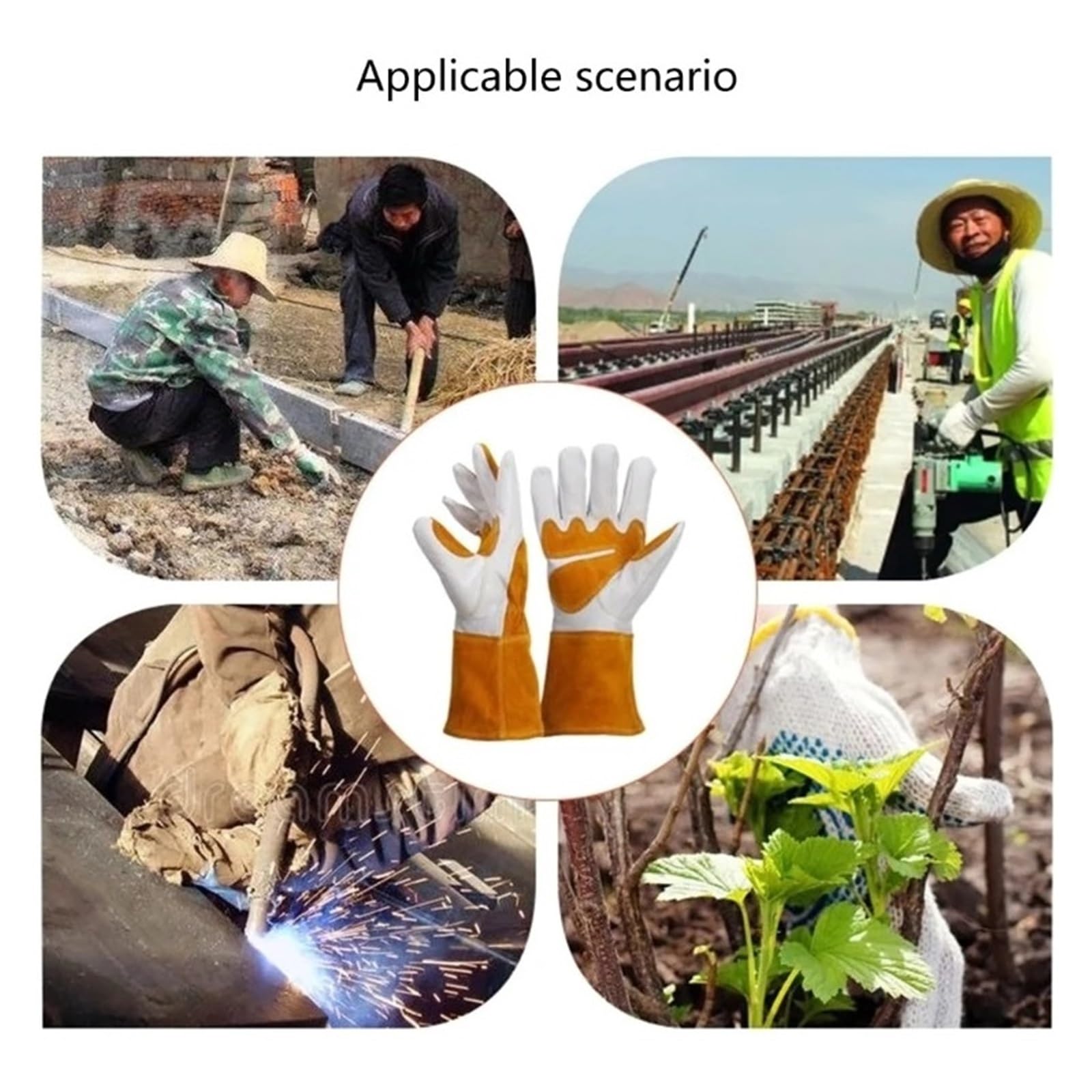 Gants De Travail Soudage, Mains Anti-épines, Anti-Perforation, Résistants À l'usure, Jardinage Unisexes Respirants Et Confortables(M)