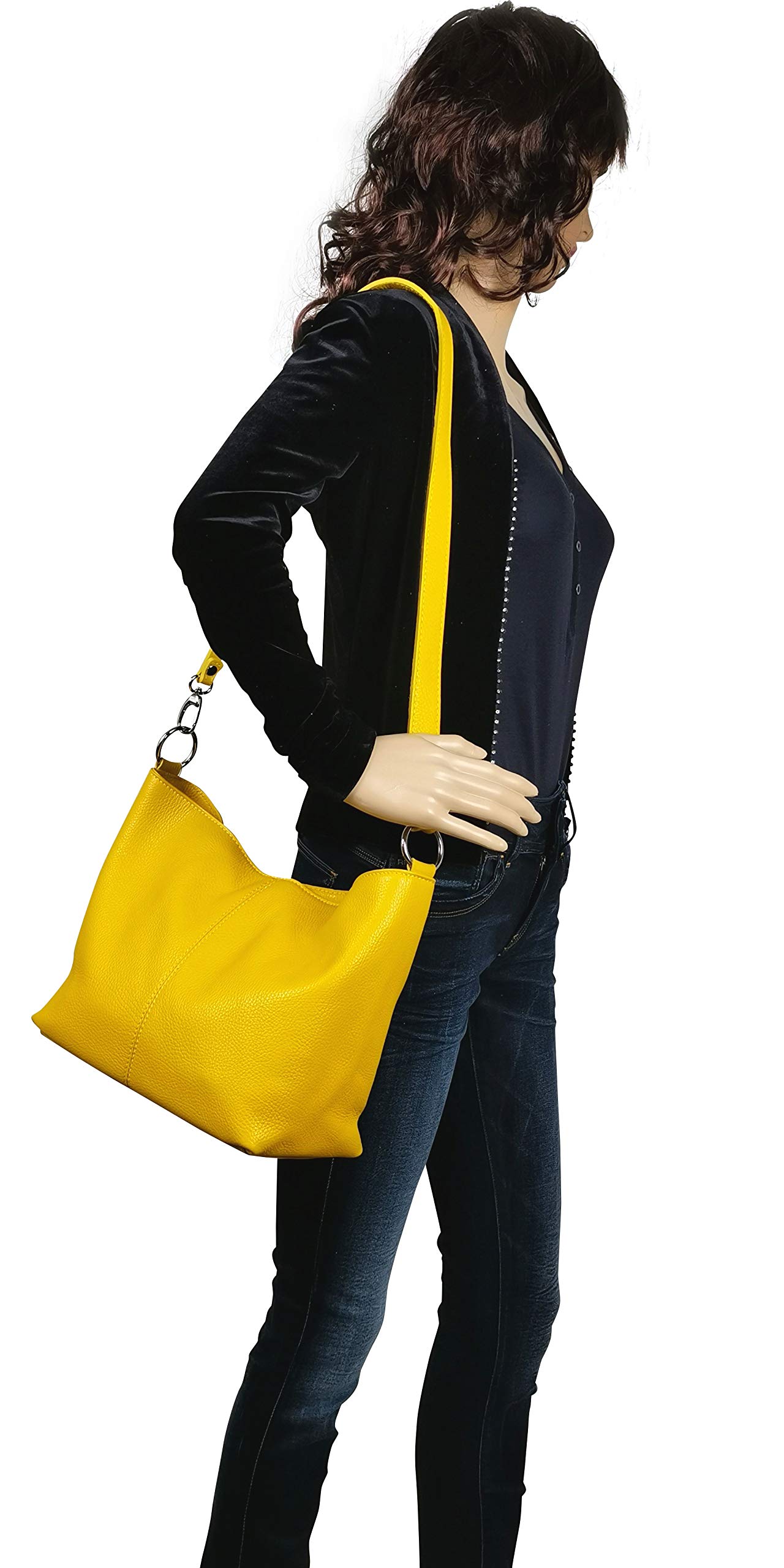 AMBRA Moda GL005 - Borsa con tracolla, borsa a mano in pelle, borsa a spalla, hobo bag da donna