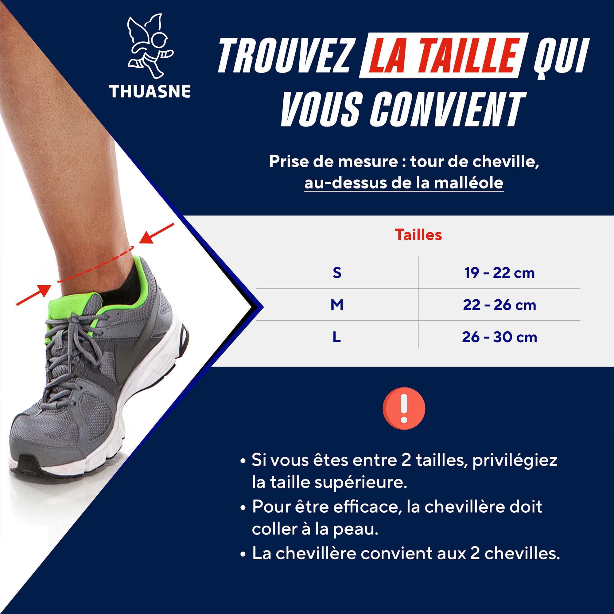 Thuasne Sport - Chevillère Stabilisatrice Boa - Chevillère Stabilisatrice Rigide - Entorse Sévère, Tendinopathie, Genou Instable - Indice de maintien 3/3 - Dispositif Médical CE - Bleu, M