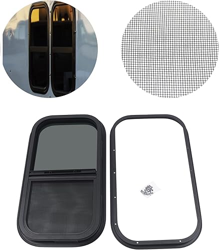 Miniatura 5 de Reemplazo vertical de ventana de remolque de 12 pulgadas de ancho x 22 pulgadas de alto, reemplazo de ventana de vidrio con anillos y tornillos