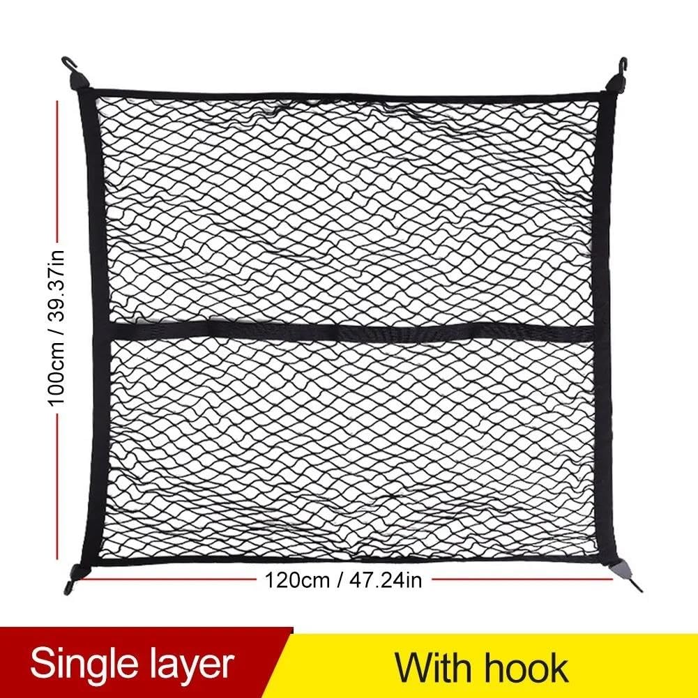 Filets pour Auto Filet De Chargement Hautement Élastique pour Camionnette, 4'x4', Extensible Jusqu'à 7'x7', Double Couche, pour Ford SVT pour Tundra Filet Coffre Voiture(A)