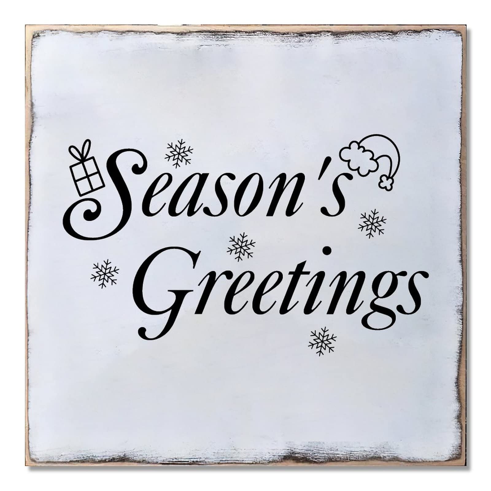 Panneau de bois de Noël Season's Greetings, suspension haut de gamme 40 cm