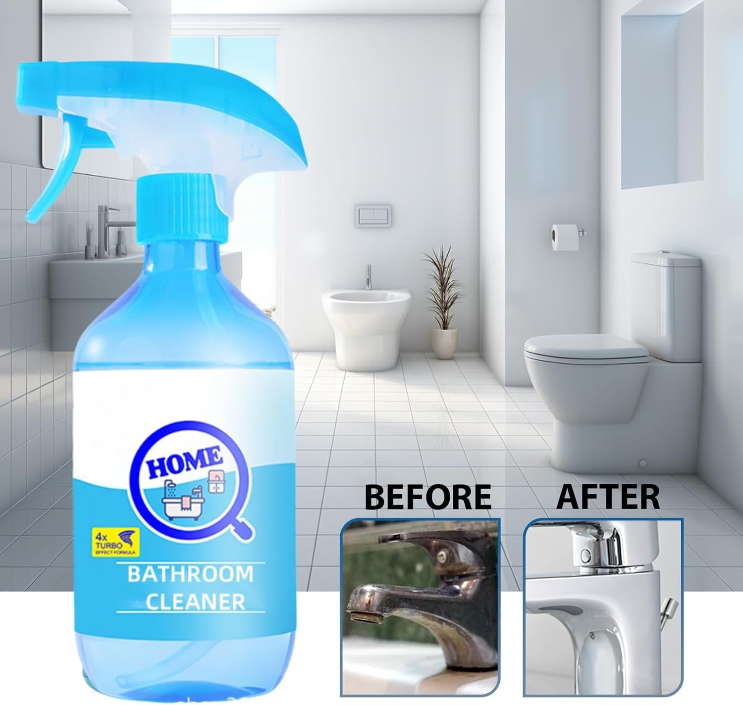 Potente detergente per il calcare del bagno, detergente per la casa e il bagno, spray detergente in schiuma, 500 ml (2 pezzi)