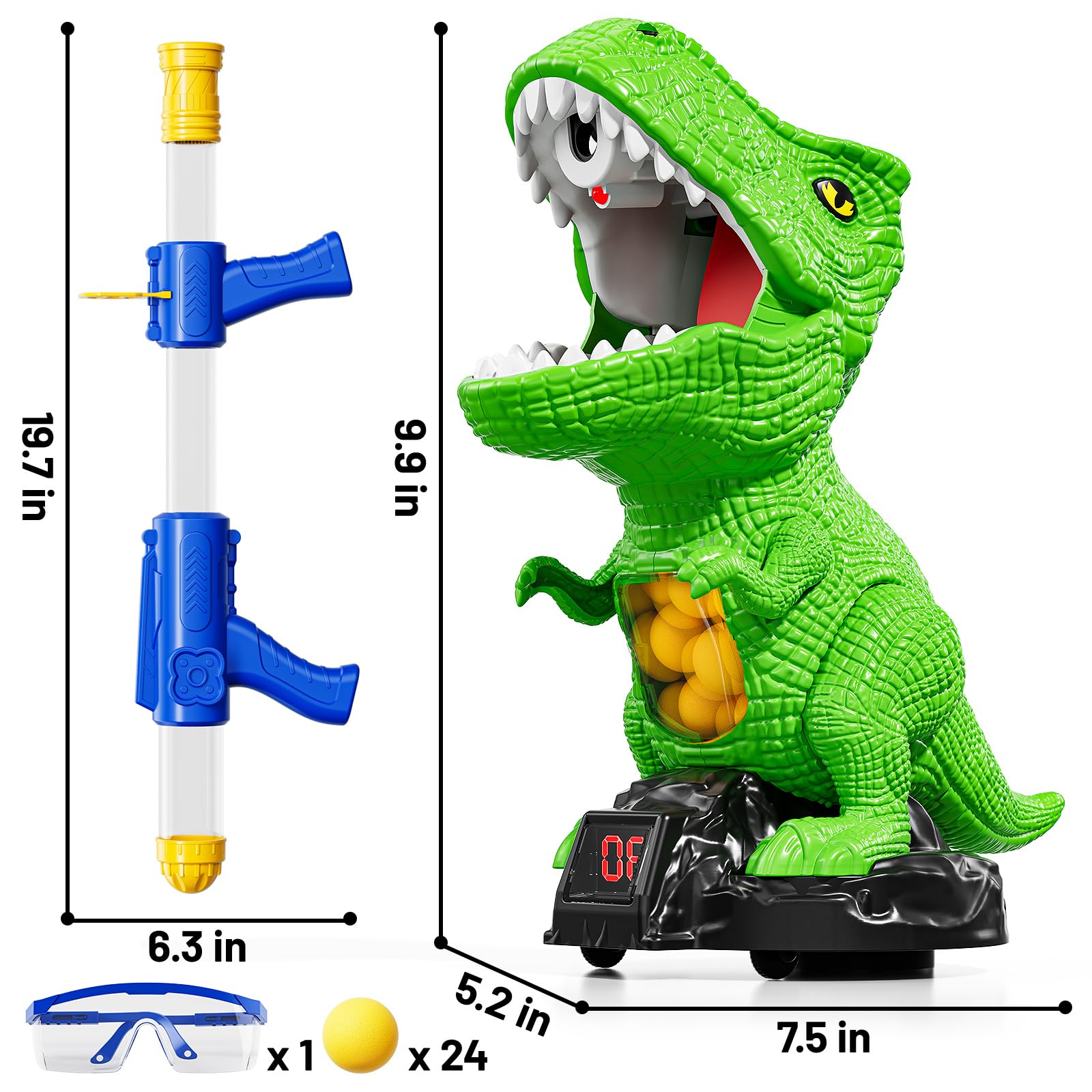 Moveable Dinosaur Shooting Toys for Kids 3-8 Years, Movable Shooting Target Toy with Air Pump Guns, Interactive Competition Game Gift for Boys and Girls Ages 3 4 5 6 7 8 Years Old