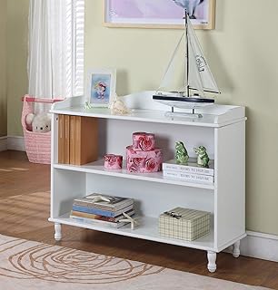 KB Designs - 2-Tier Wood Kids Bookcase Storage Shelf, White