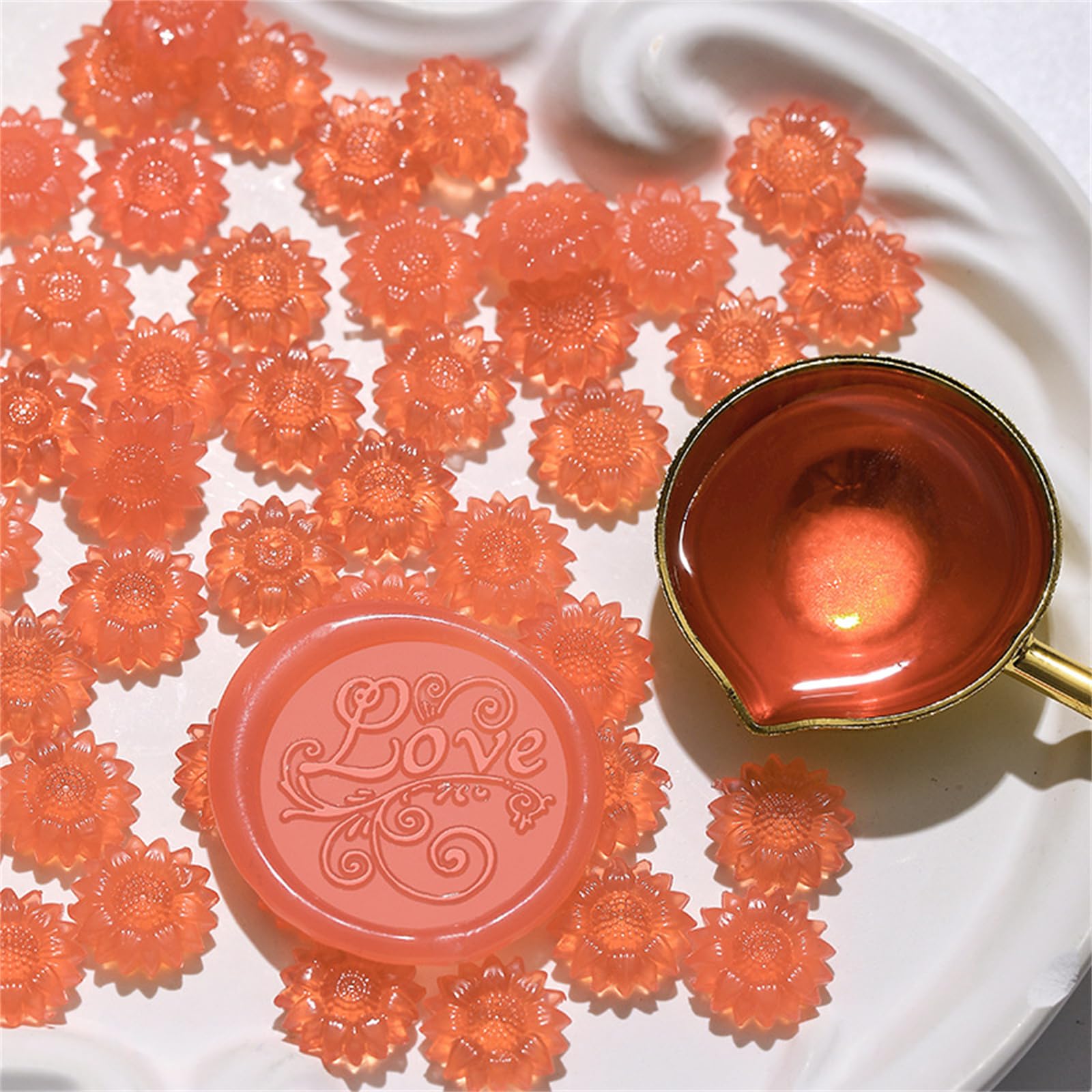 Hsioluted Pcs Sunflowers Waxes Seal Beads Translucent Sealing Waxes Beads Great for Envelopes Wedding Invitations Decoration