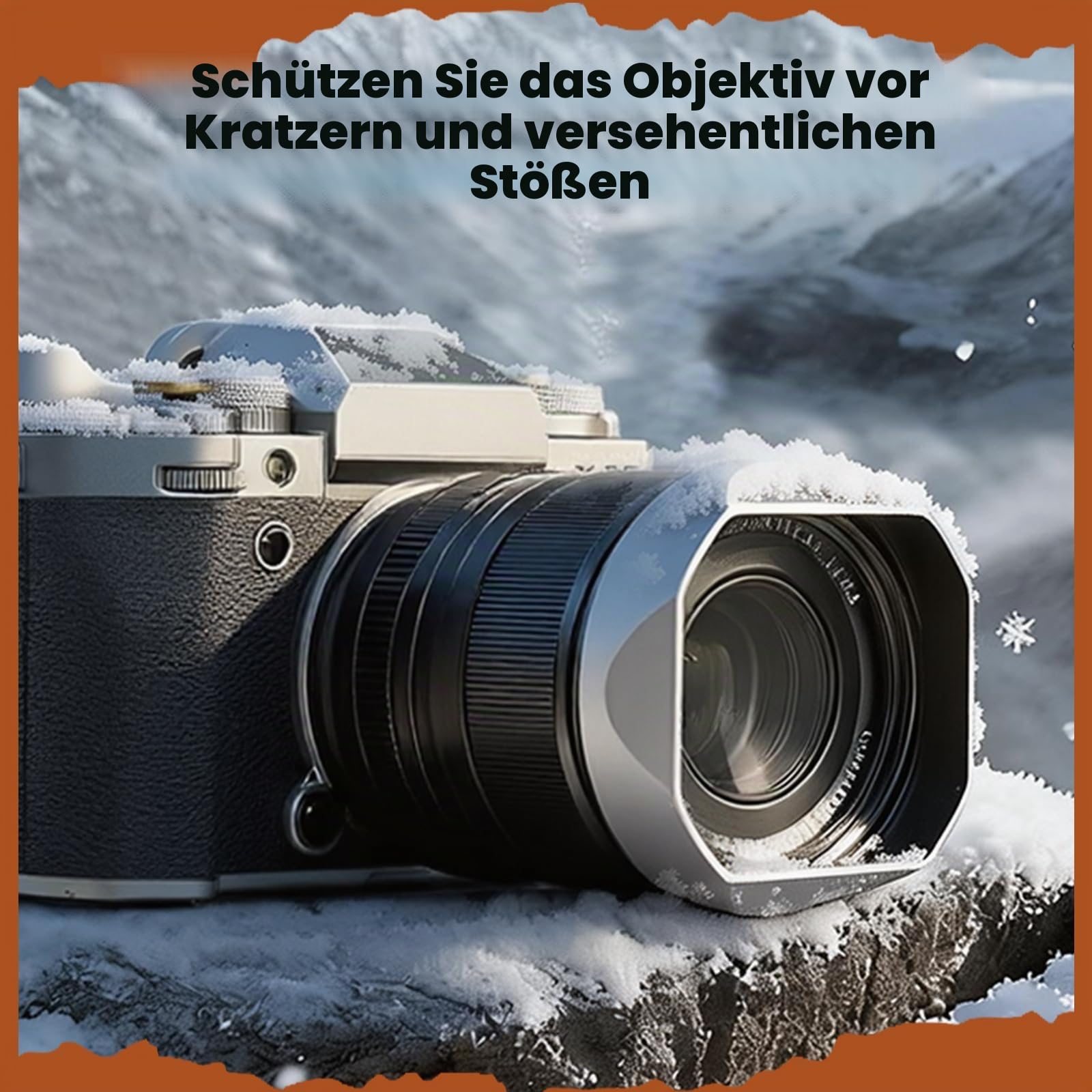 Quadratische Gegenlichtblende aus Metall für Fuji XF33 mm F1.4 R LM WR Objektiv, Fujifilm XF23mmF1.4 R LM WR, Fujinon XF 16–50 mm F2.8–4.8 R LM WR Objektiv, mit Metallkappen-Set, Haoge Bajonettblende