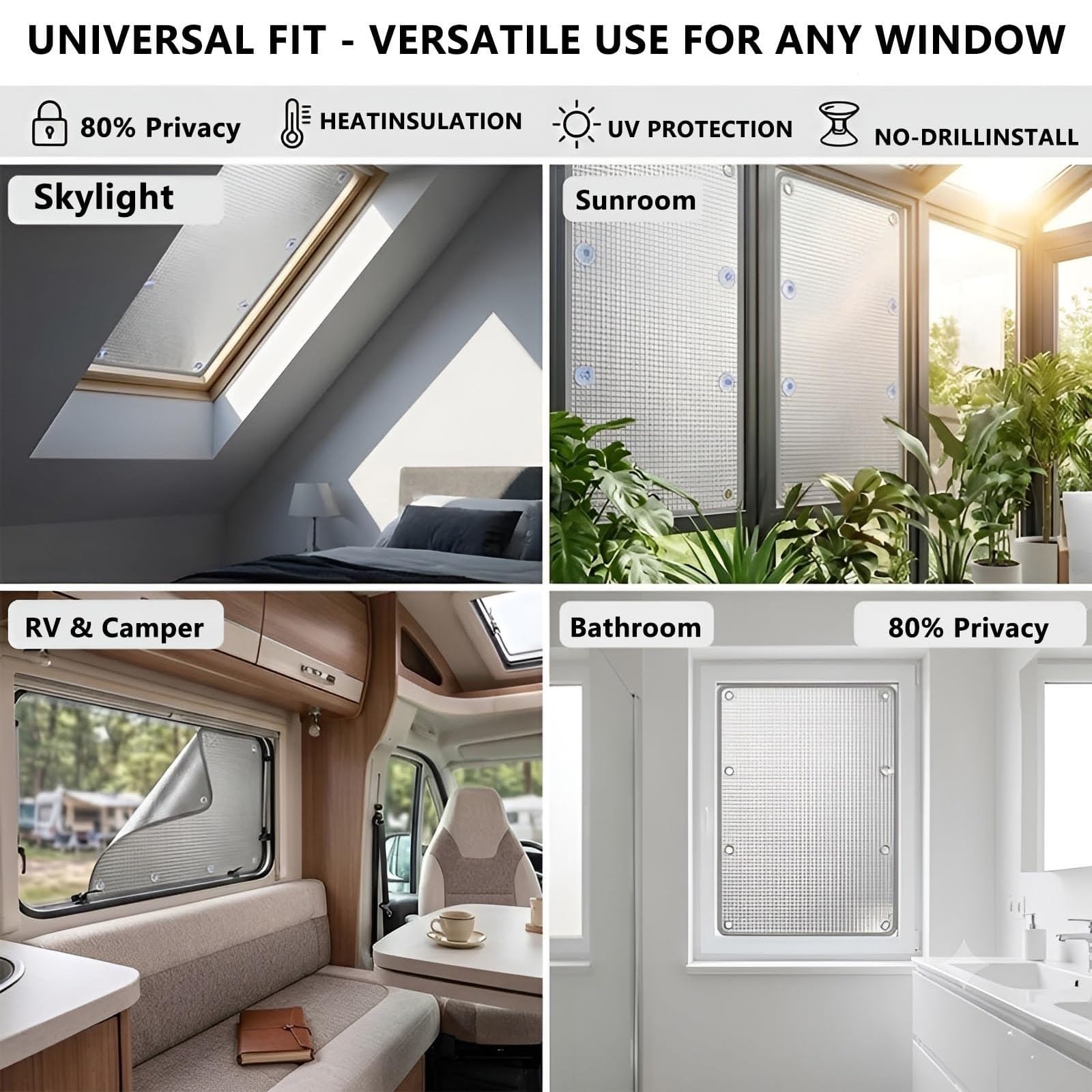 Hitzeschutzfolie Fenster Innen Mit Saugnäpfen, Doppelseitige Aluminiumfolie