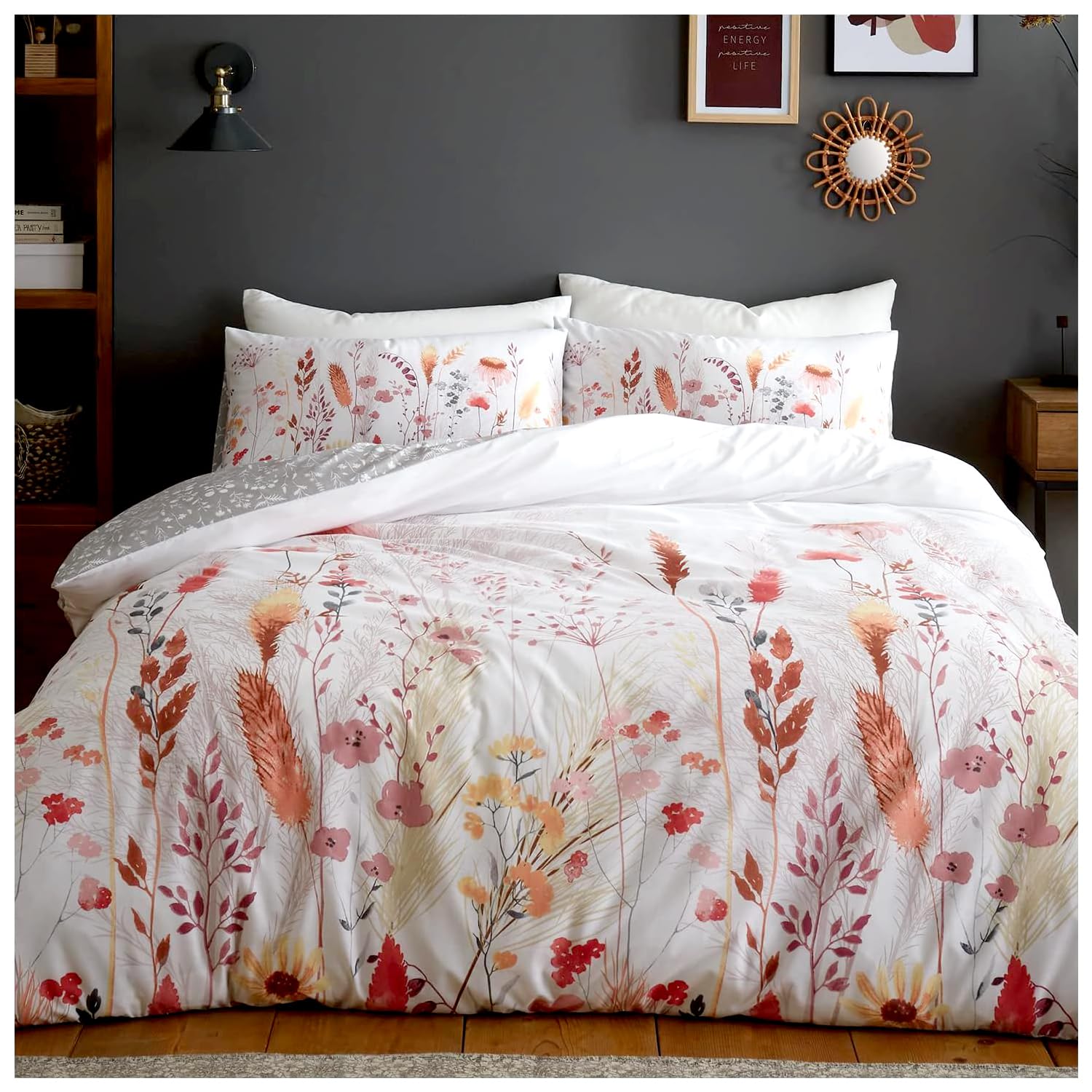 Gc Gaveno Cavailia Meadow Floral Multi Meadow Floral Double Bedding Set With Soft Pillowcases - Reversible Bedding - Botanical Double Bedding Sets - Multi