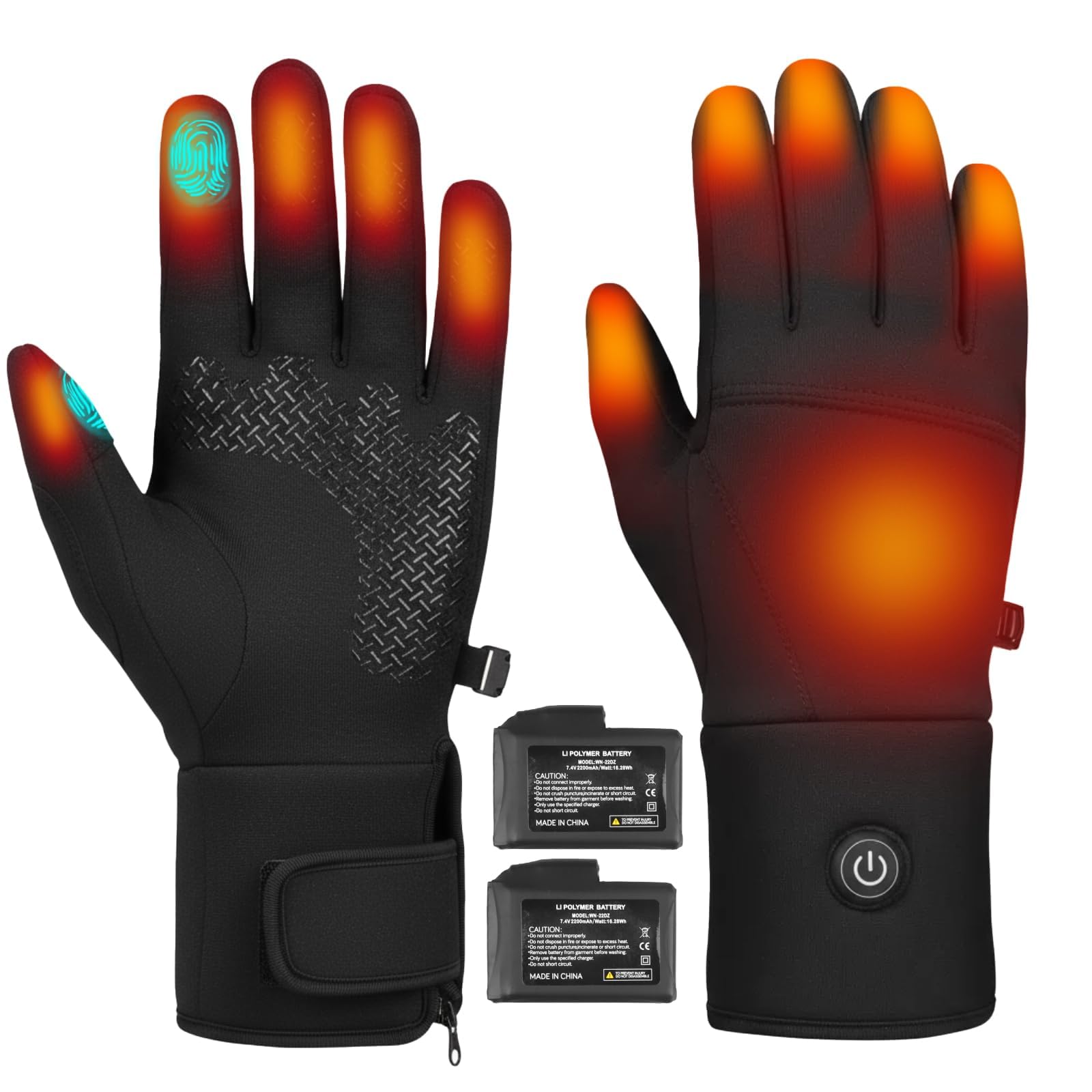 Forros Guantes Calefactables Finos para Hombre y Mujer Recargables, Batería 7.4V de Calentamiento Rápido, 3 Modos de Calor (40-65℃) y Táctil para Trabajo al Aire Libre, Deportes de Invierno