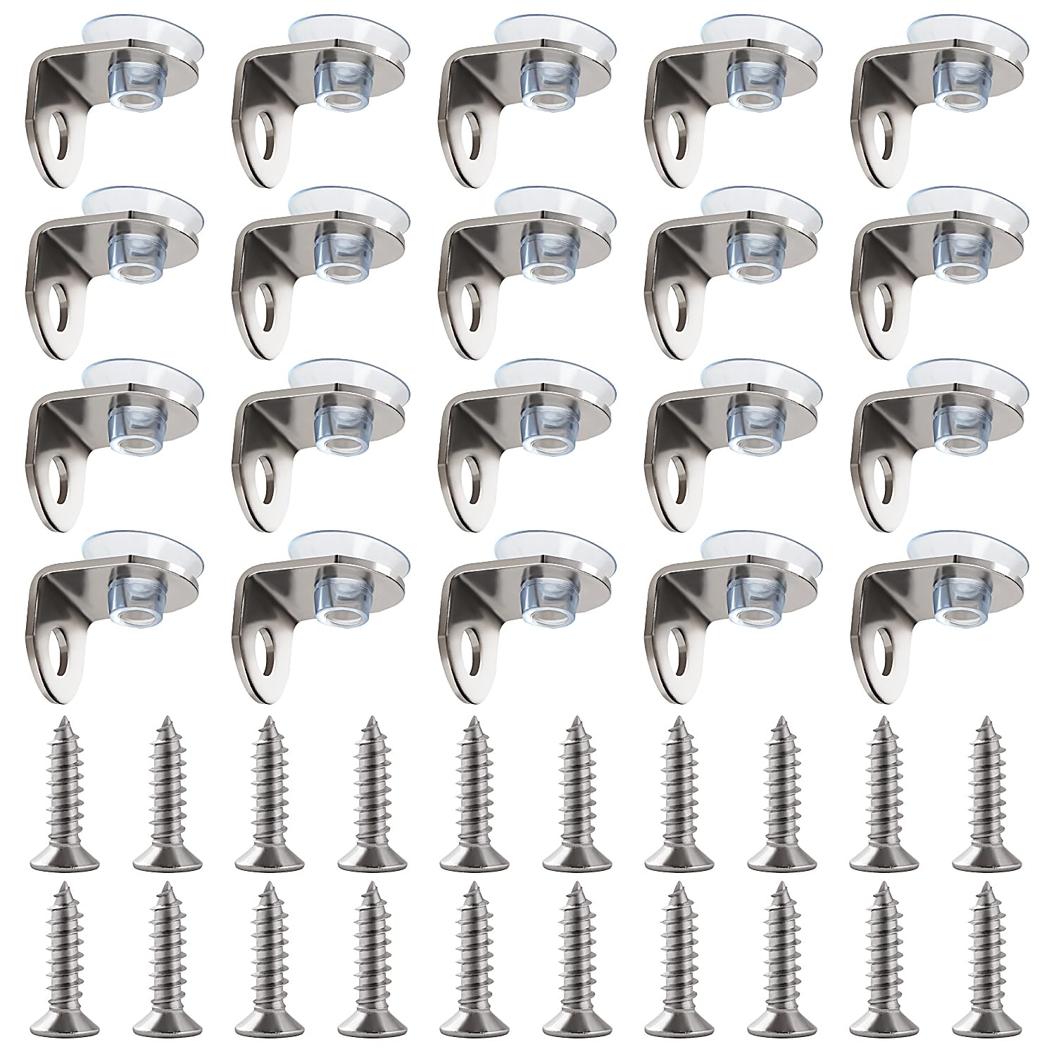Lyeteung 20 PCS 12.5×13.5×15.5 mm Stainless Steel Fixing Glass Shelf Bracket, Pegs Corner Brace Board Holder