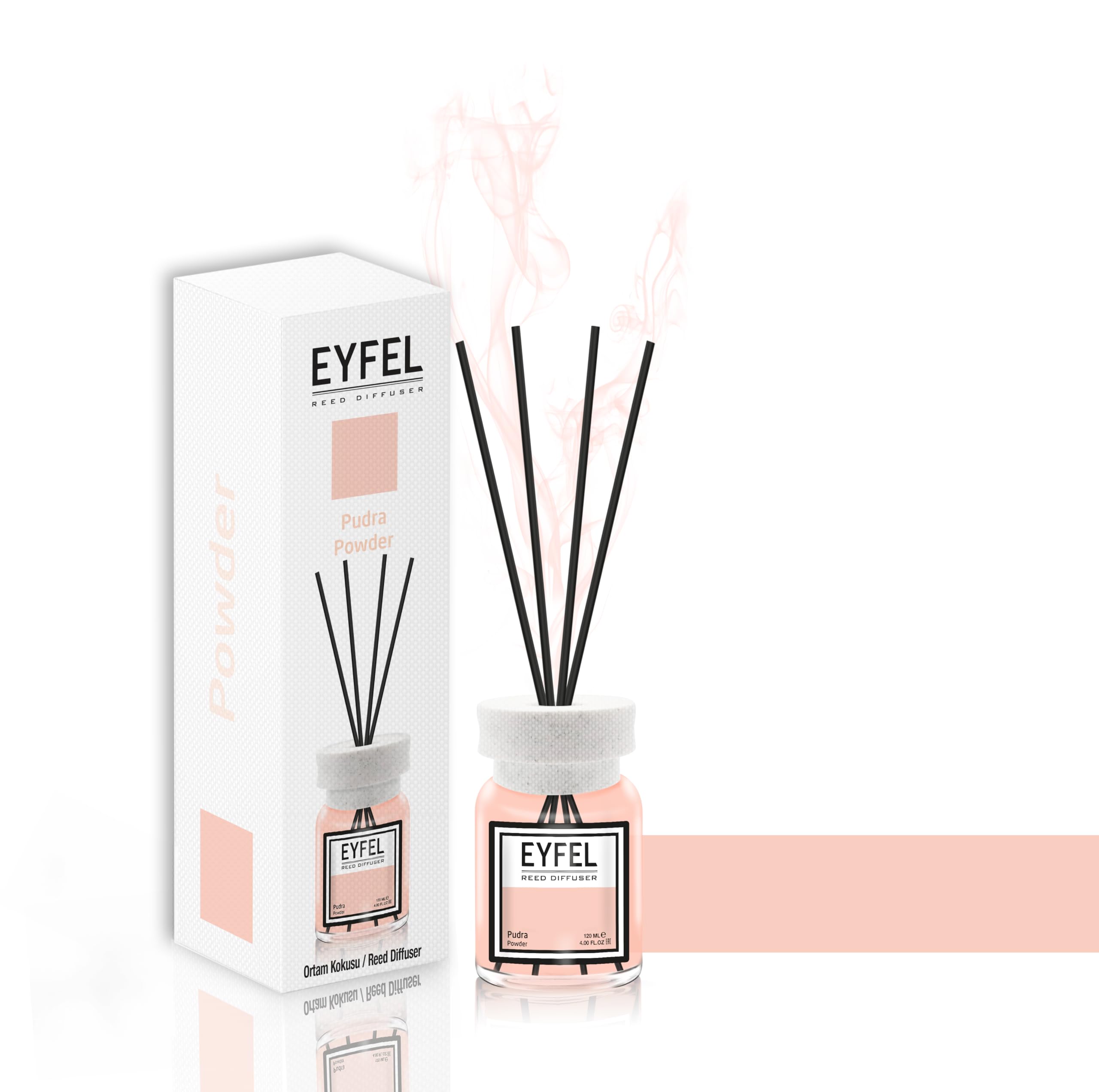 EYFEL Reed Diffusers – Powder Reed Diffuser Set 4.05 fl oz Oil Diffuser Sticks, Bathroom Diffuser, Home Fragrances, Scented Sticks, Home Décor