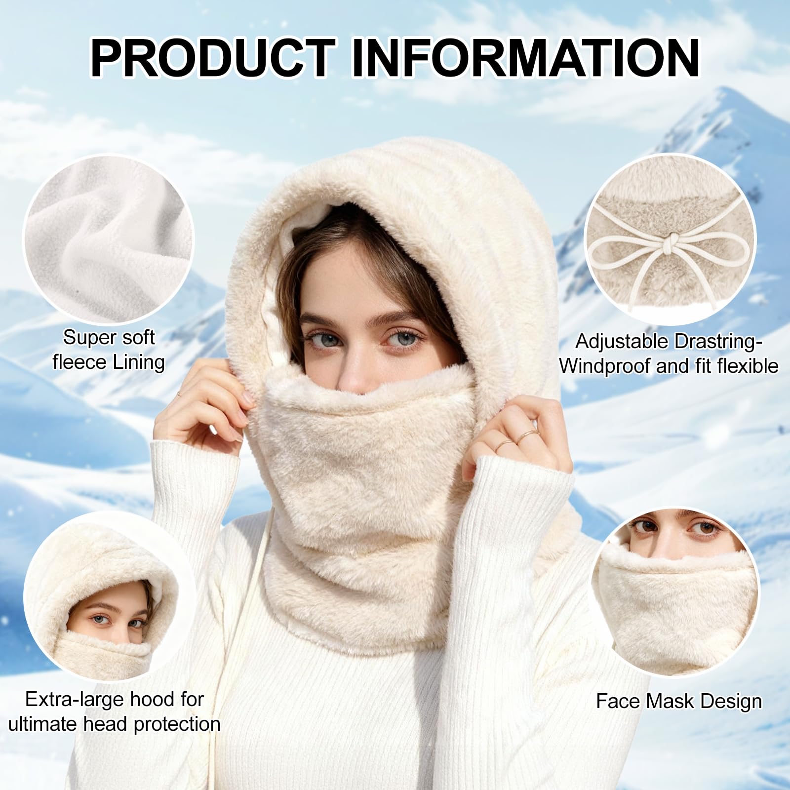PasamontañAs Termico Gorro De Invierno, Anti Viento Balaclava CáLido Forro Polar Transpirable MáScara De Esquí Moto, Braga Cuello Sombrero Para Mujer Hombres Deportes Aire Libre