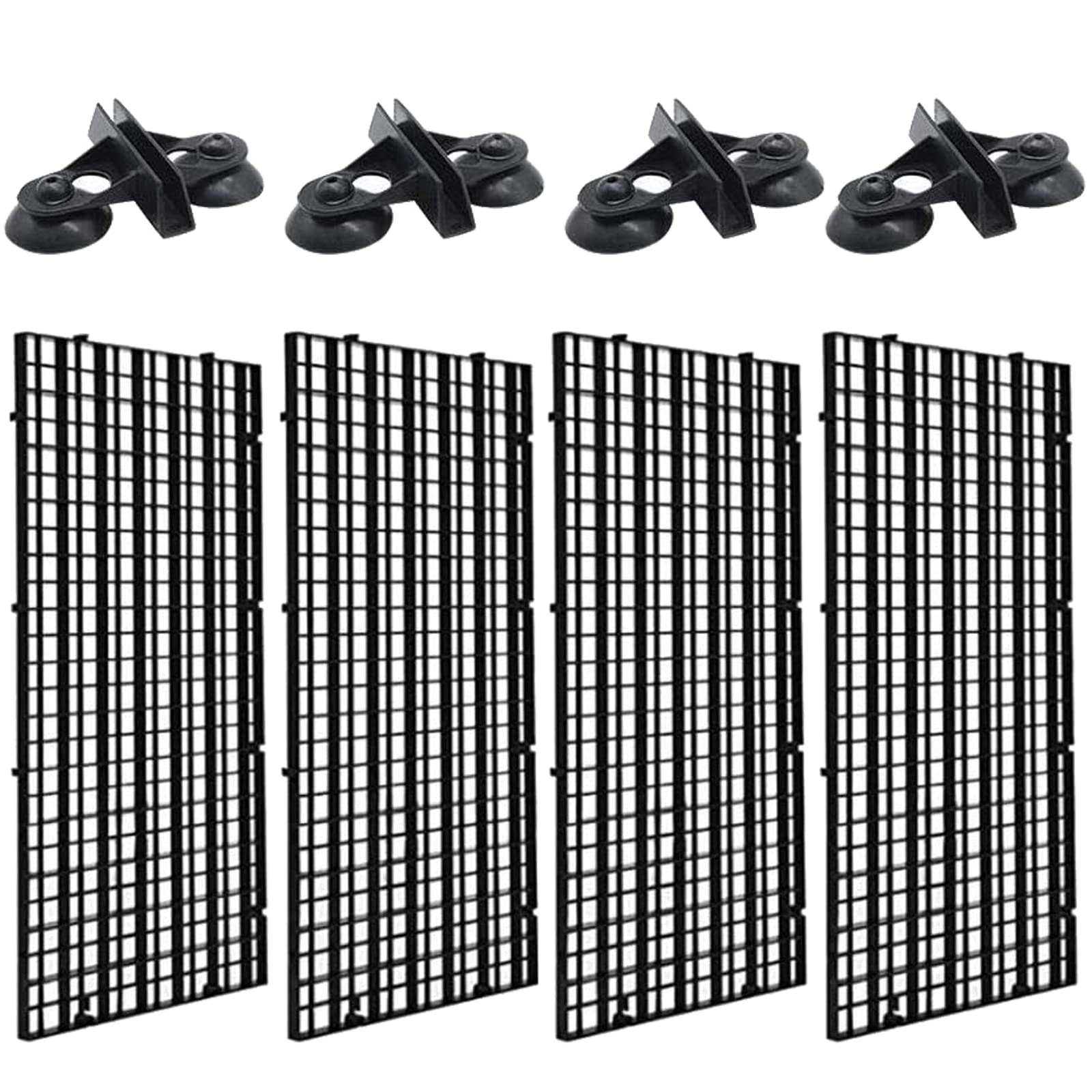 サムコス 水槽用 仕切り板 セパレーター 30cm×15cm 水槽セパレーター 濾過 ネット ゴム吸盤付き 水族館 フィルター 8点セット (ブラック)