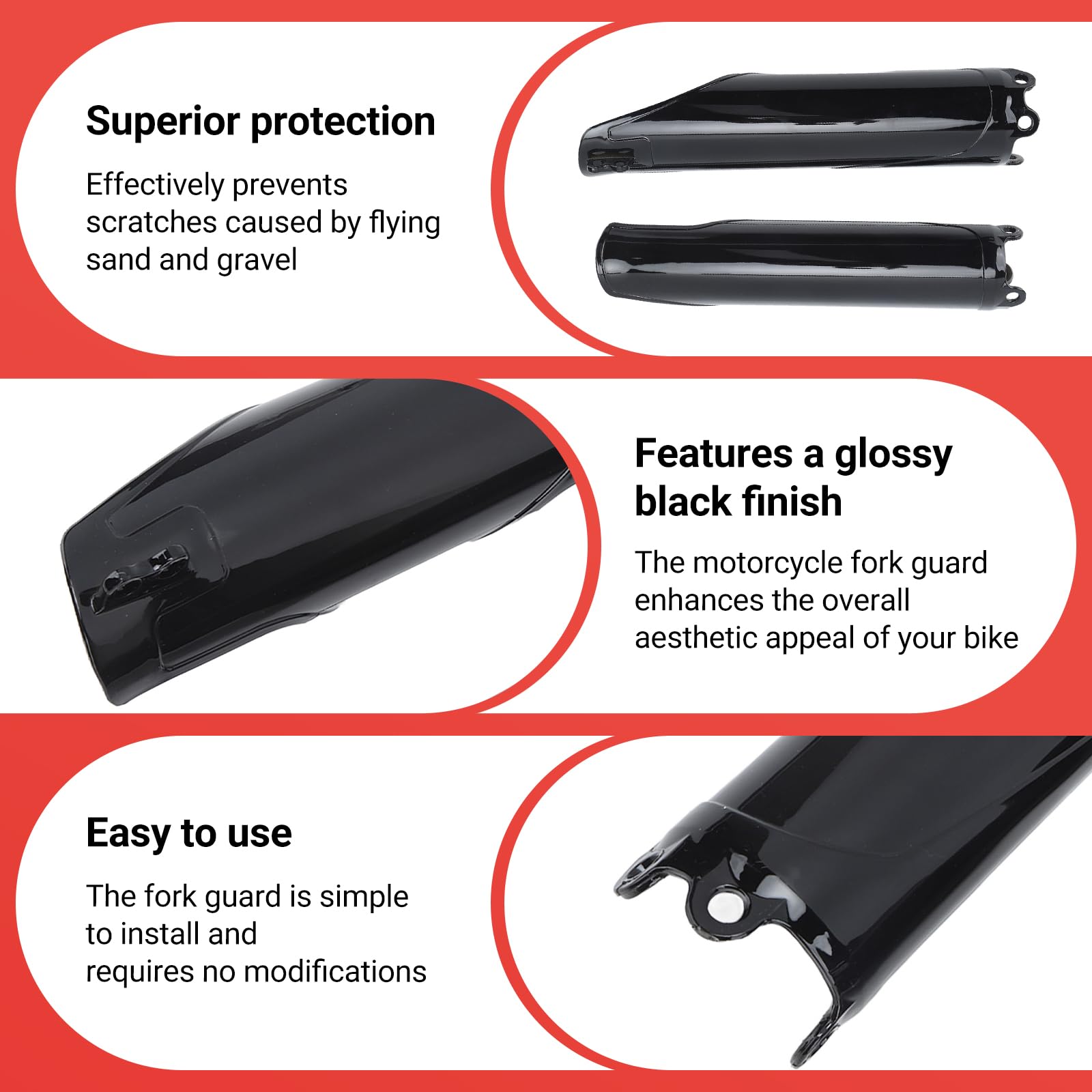 2 coperture per tubo forcella anteriore, nero lucido, protezione per forcella CRF250R, CRF250X, CRF450R, CR125, CR250, CRF 450 RX