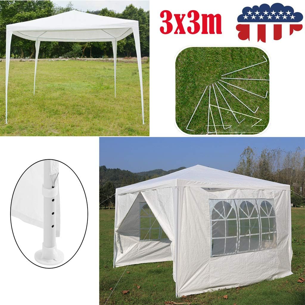 Yiyai Gazebo 3x3m with Sides Waterproof Canopy Awning Outdoor Party Tent for Garden Patio Powder Coated Install Fittings with Windows & Zip (White)