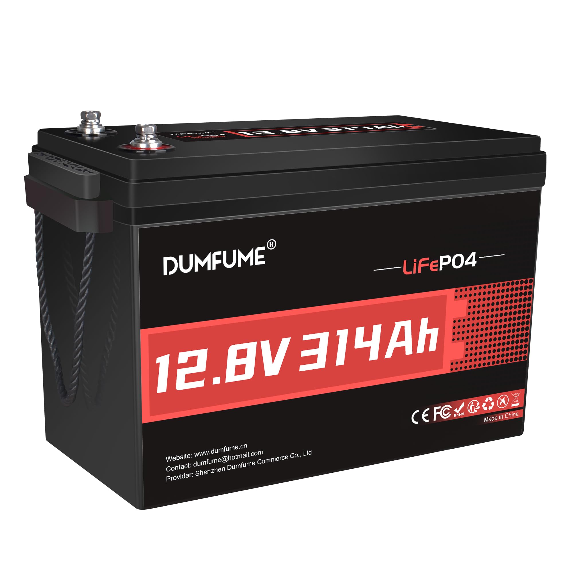 Batterie Lithium 12V 314Ah (300Ah) LiFePO4, 4,01 kWh BMS 200A | 15000 Cycles, Batterie LiFePO4 avec Protection Basse Température, Parfaite pour Camping-car, Solaire, Hors réseau