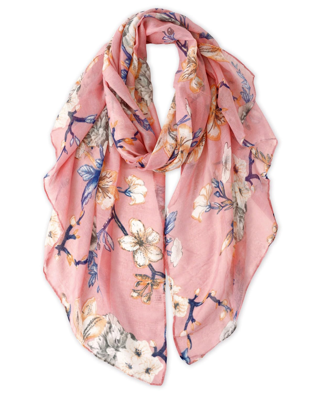 GERINLY Lightweight Scarves Fashion Flowers Print Women Cotton Wrap Scarf Head Shawl Summer Gift