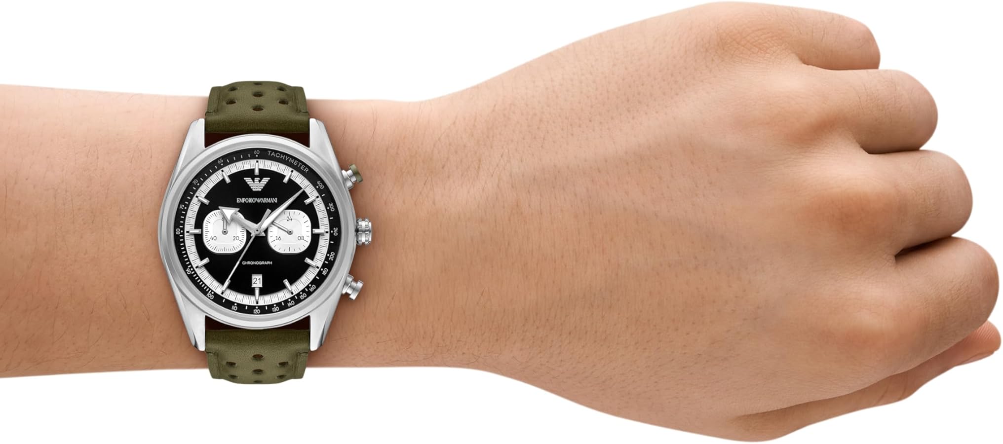 Amazon.com: Emporio Armani Men's Chronograph Green Leather Watch