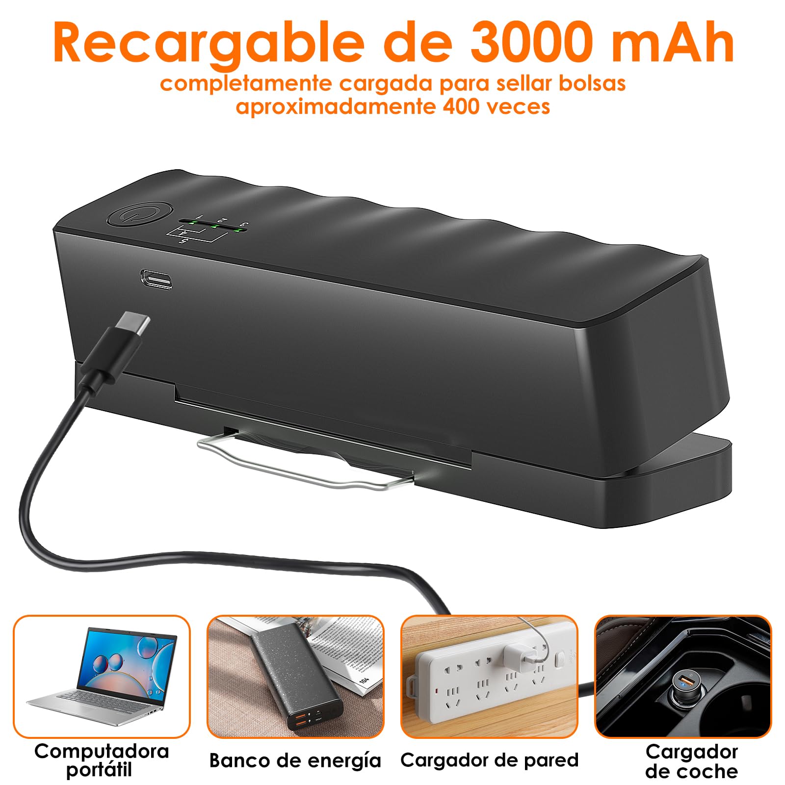 Mini Selladora Bolsas de Plastico, con 5 Velocidades, USB Recargable Mini Sellador de Bolsas, Maquina Termica Selladora, Termoselladora para Bolsas de Virutas, Aperitivos,Frutas,Galletas