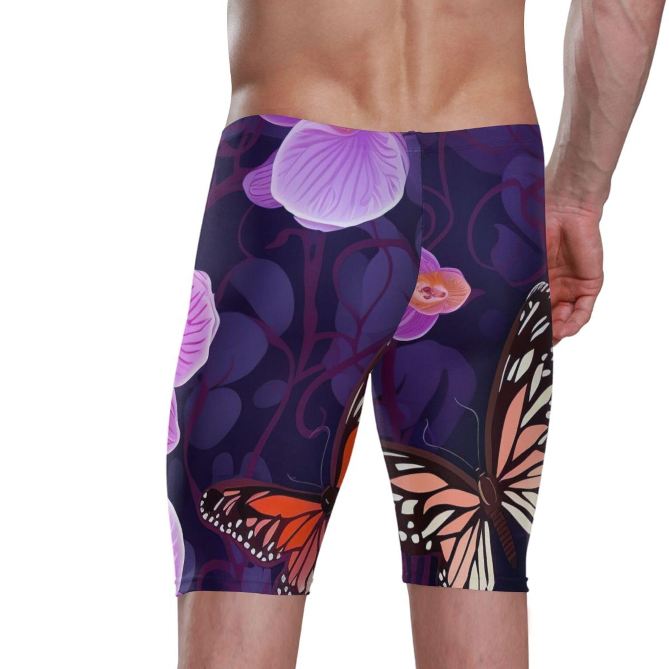 Purple Butterfly Flower Men's Swimsuit Swim Jammers L B0401603