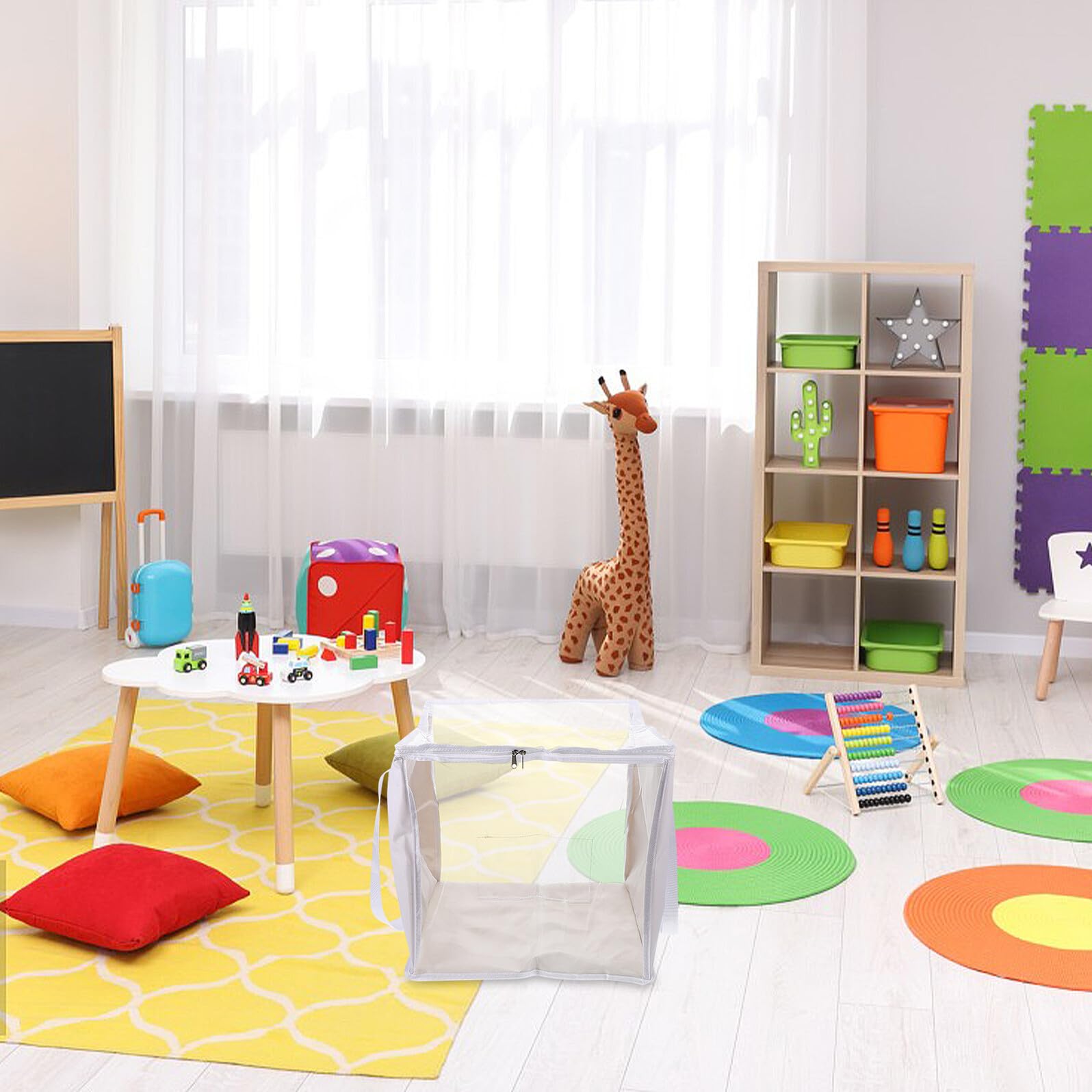 MAGICLULU Bolsas de Almacenamiento de Juguetes 2 Piezas de Pvc Transparente con Cremallera, Tamaño 35,5x35,5x35,5 Cm, Organizador Infantil para Sala de Juegos y Dormitorio