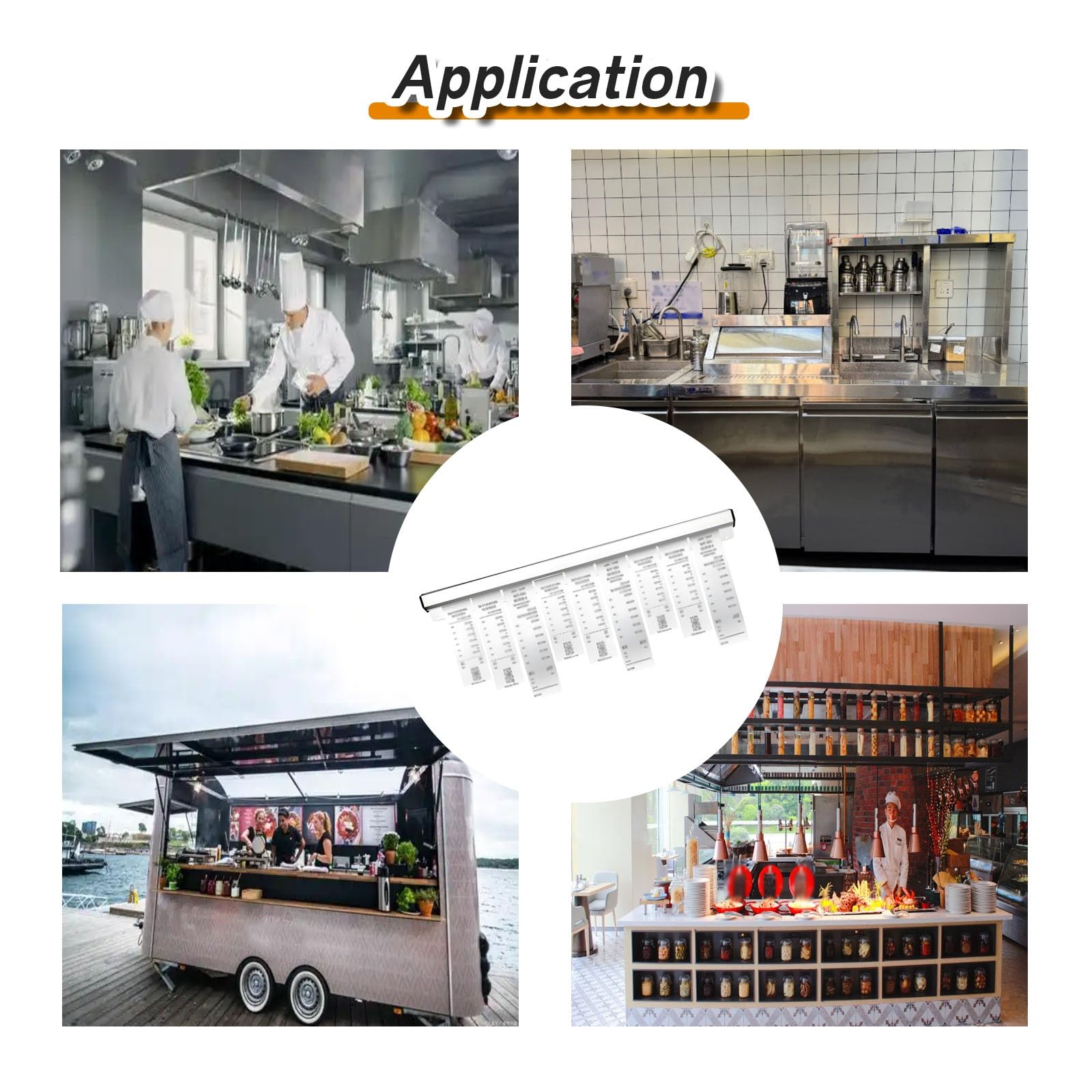 HAIXHX comandero hosteleria Kitchen Ticket Holder Rail 36 Inch, Aluminum Order Display Track for Catering Restaurant Hotel Cafes, 1 2 3 4 PCS Self Adhesive Receipt Holders Strip with Screw(3pack)