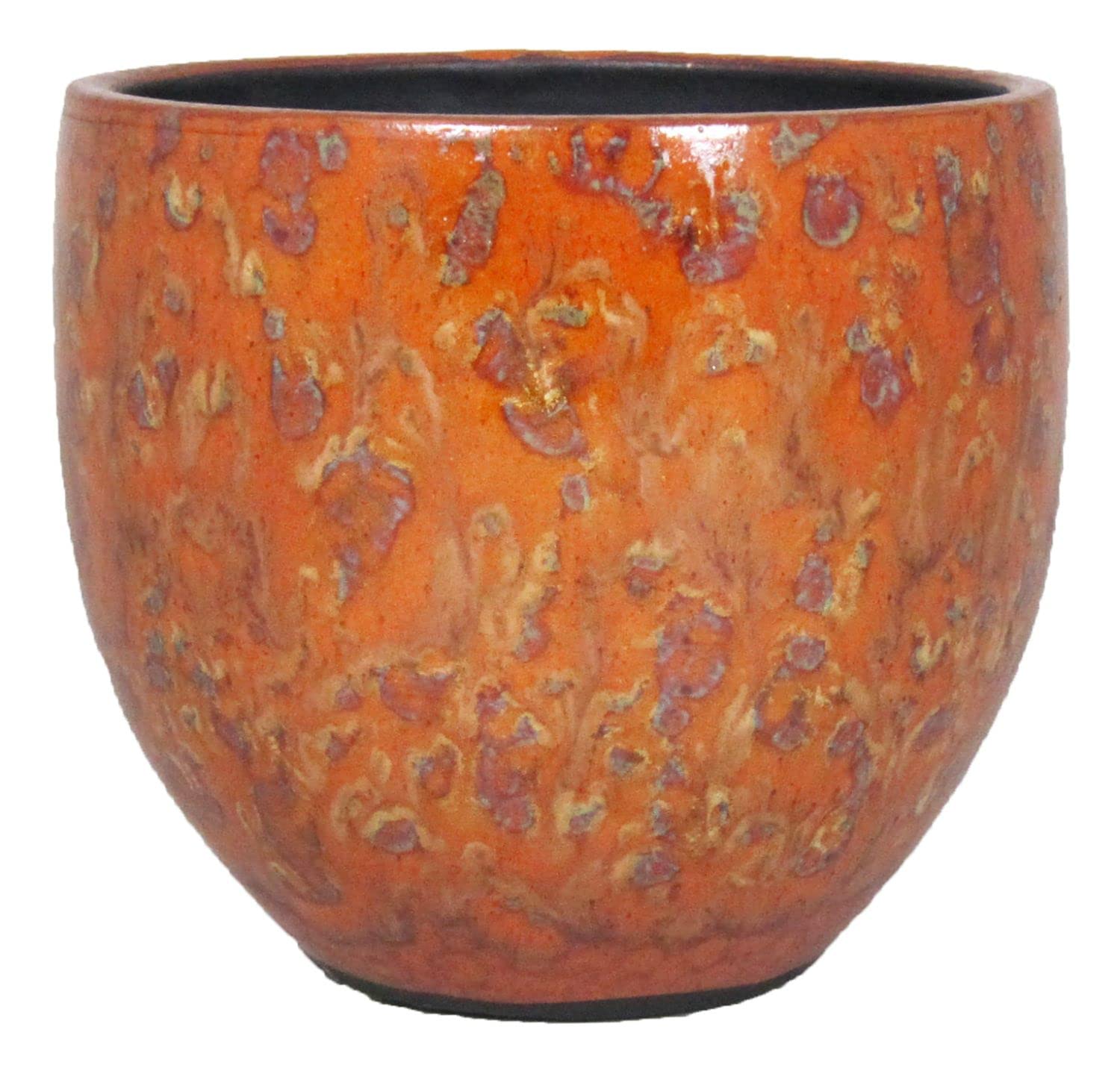 Inna-Glas Orange Ceramic Plant Pot, Speckled, -Yellow, 20 Cm, Ø 20 Cm