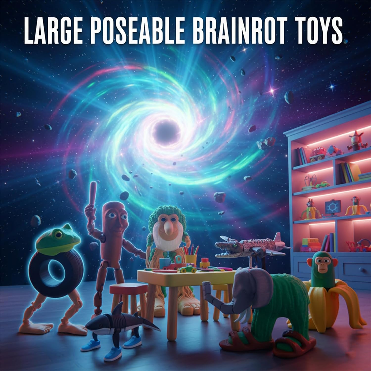 Brainrot Toys,Large Poseable Original Italian Brainrot Toys,Tung Tung Tung Sahur Desk Decor,Steal a Brainrot Toys, Collecting & Parent‑Child Playtime Gifts（7Pcs）