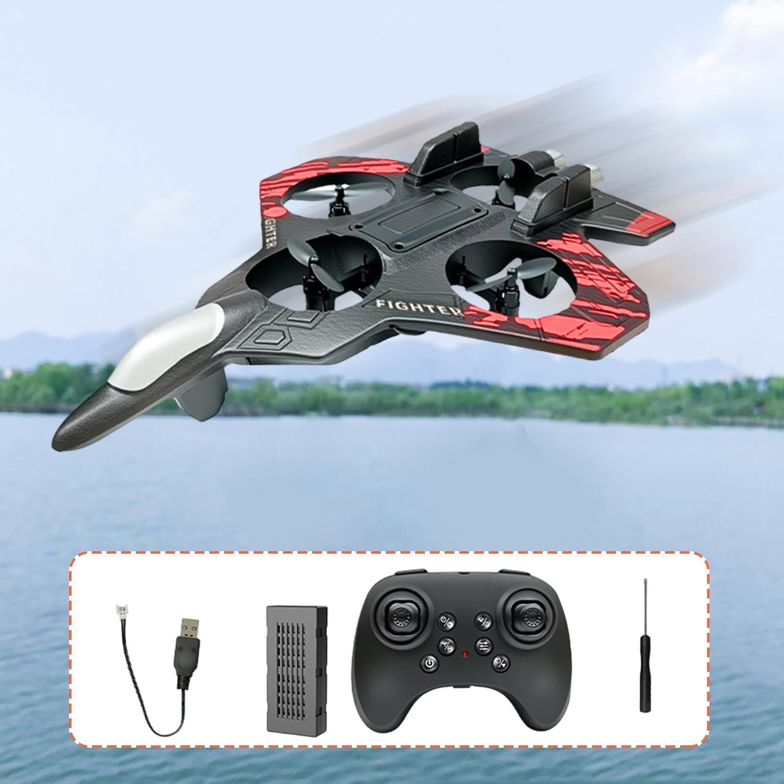 Qianly Avión Teledirigido de Fija Planeador RC Espuma de Control Remoto Diseño Estable y Juguete Volador Fácil de Manejar Adecuado para, Rojo