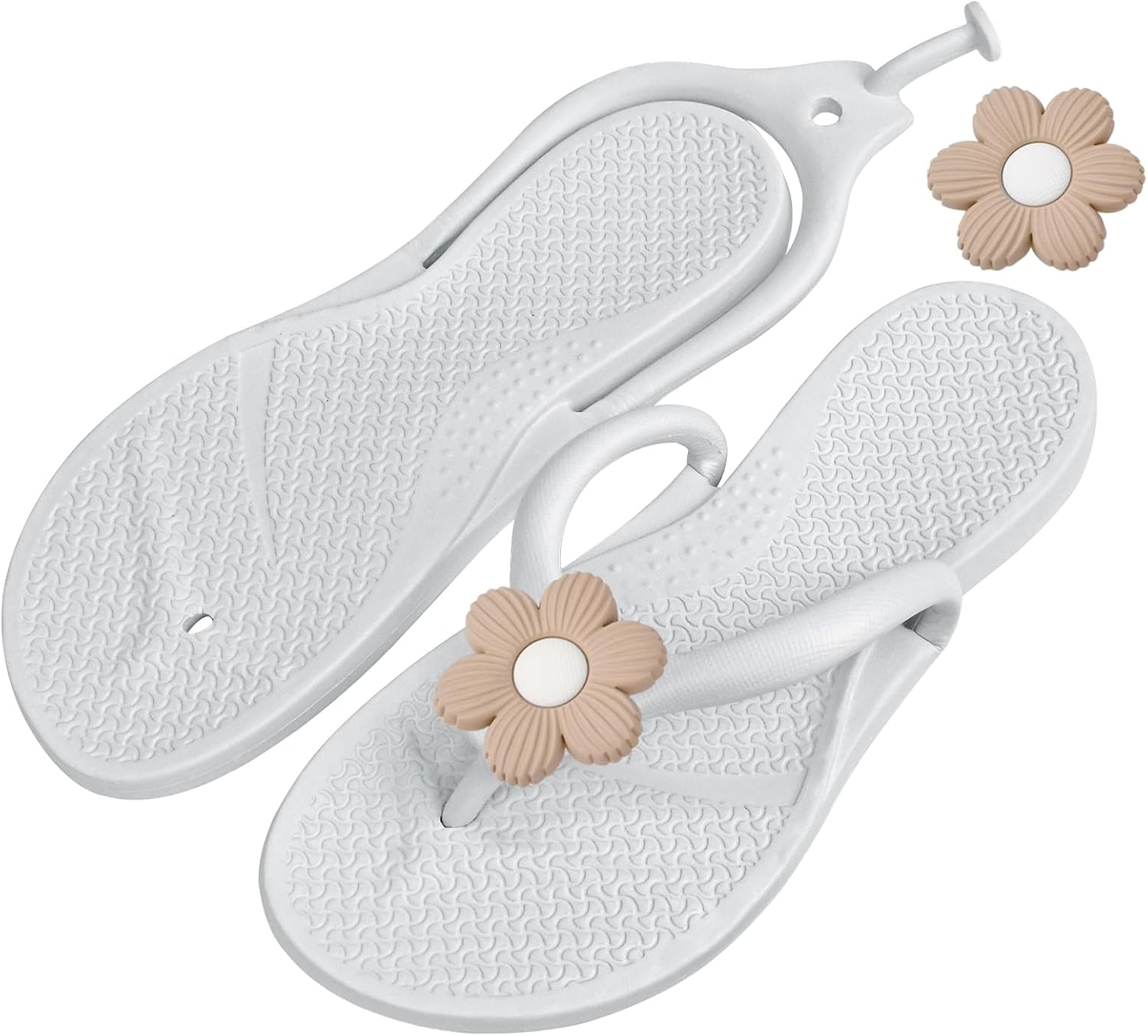 ZOORON Flip Flops with Yoga Mat Sole & Detachable Charm - Comfort Thong Sandals for Women Men, Shower Shoes for Travel Beach Summer Indoor Outdoor