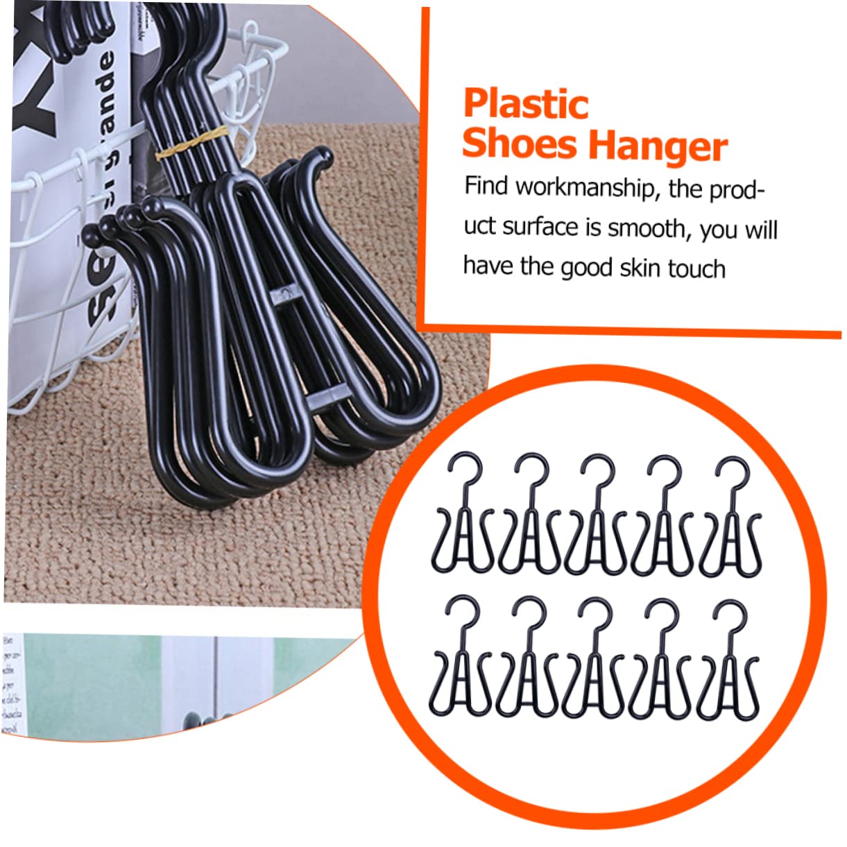 VANZACK Hanging Shoe Organizer Sturdy Plastic Shoes Hanger Boot Hangers for Closet 10 Pcs