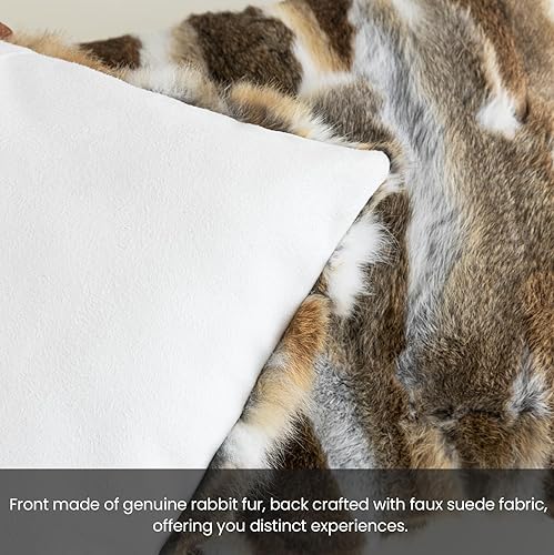 Miniatura 5 de MOOX Fundas de almohada de piel de conejo, decorativas, esponjosas, suaves, mullidas, de lujo, piel de animal auténtico, almohada lumbar de 12 x 20