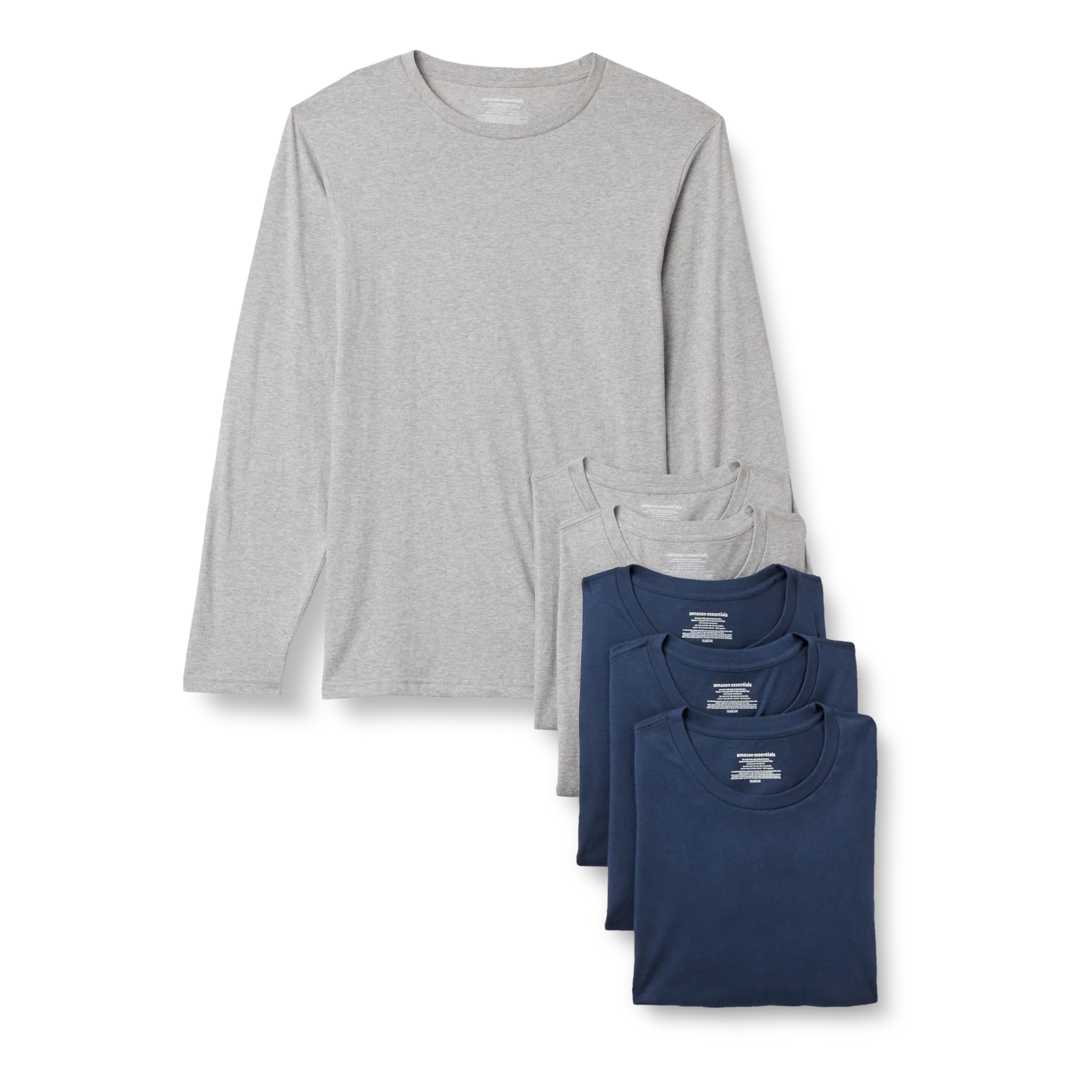 Amazon Essentials Magliette Intime Girocollo in Cotone a Vestibilità Aderente Uomo, Confezione da 6
