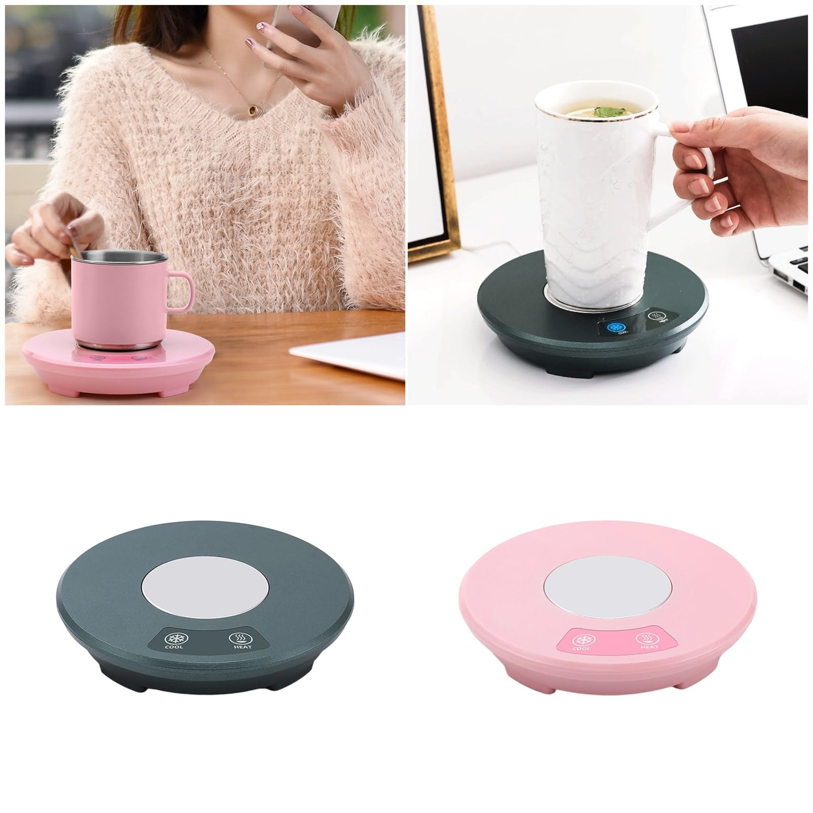 USB Coffee Mug Warmer with 55°C Constant Temperature Desktop Coffee Mug Warmer with Cool Heat Button for Desk Office