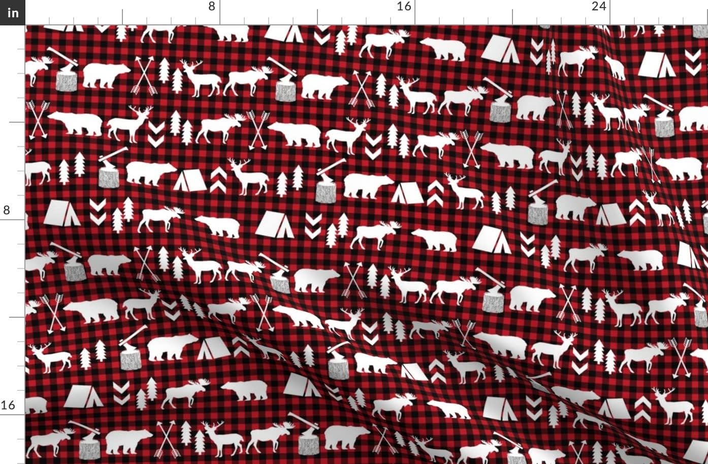 Spoonflower Fabric - Buffalo, Plaid, Woodland, Christmas, Winter, Cabin, Outdoors, Buck, Printed on Organic Cotton Sateen Fabric by The Yard - Sewing Quilting Apparel Home Decor