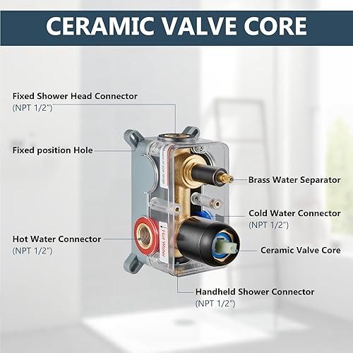 Miniatura 87 de Aolemi Sistema de ducha tipo lluvia de 12 pulgadas, cabezal de ducha cepillado Nikcel Combo Set con ducha de mano válvula de montaje en pared grifo