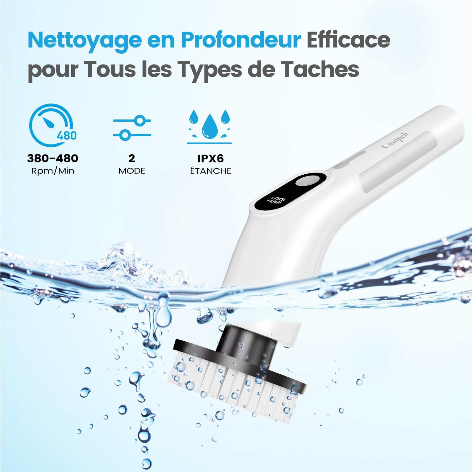 Rotating Electric Cleaning Brush with 8 Interchangeable Heads, Rechargeable Bathroom Cleaning Brush, 2 Adjustable Speeds for Bathroom, Kitchen, Tiles and Floors