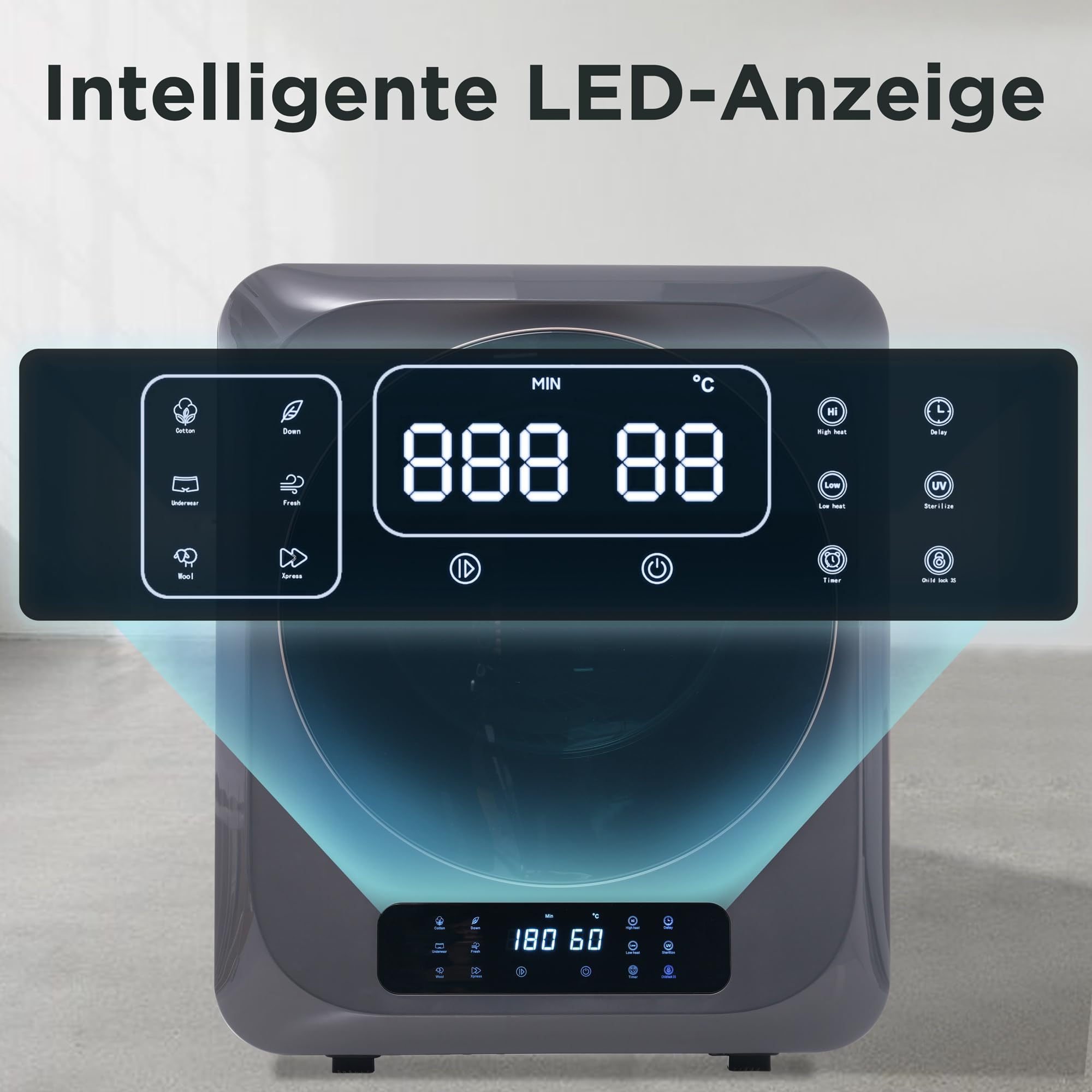 DRIXNO Ablufttrockner Trockner Mini Wäschetrockner Dryer Machine, 850w/2,5kg/Schwarz/48x40x58cm, Überhitzungsschutz, wandmontierbar [Energieklasse C]