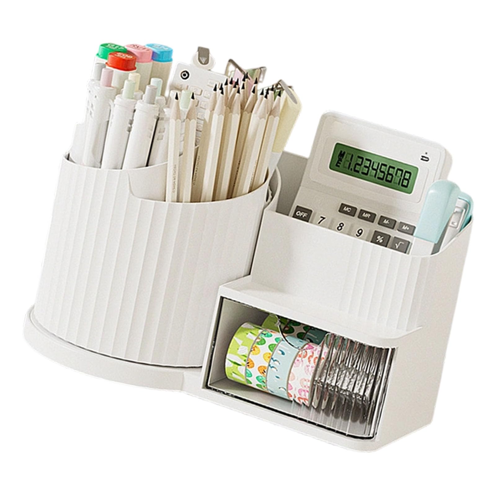 CAZSTYK Portable Rotating Desktop Storage Box Featuring Carry Handle for Easy Transport of Makeup ABS Storage