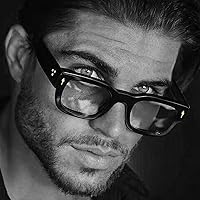 Vista 2 de Thick Square Frame Glasses for Women Men Chunky Rectangle Non Prescription Blue Light Glasses Computer Eyeglasses A1 Black