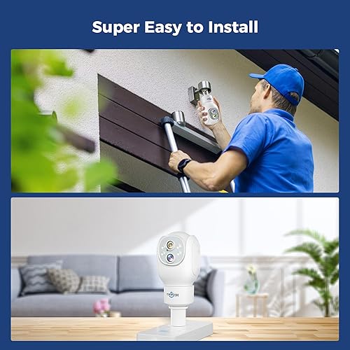 Miniatura 7 de Hiseeu Cámara de seguridad inalámbrica WiFi 2.4GHz, zoom 10X PTZ, cámara de seguridad impermeable, audio de 2 vías, seguimiento automático y alarma,